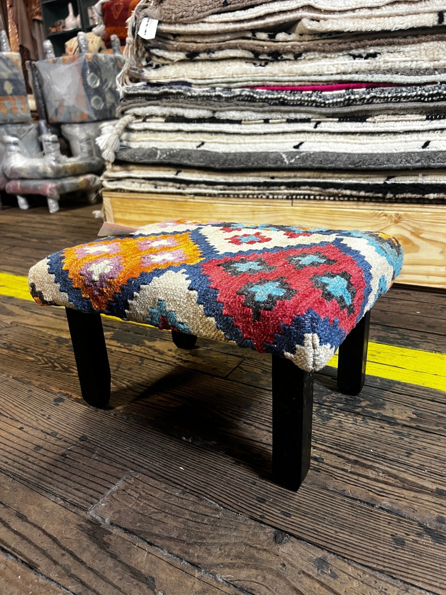 Kevin Richardson Wooden Upholstered Stool 12x17x9 (Assorted Styles) | Banana Manor Rug Company