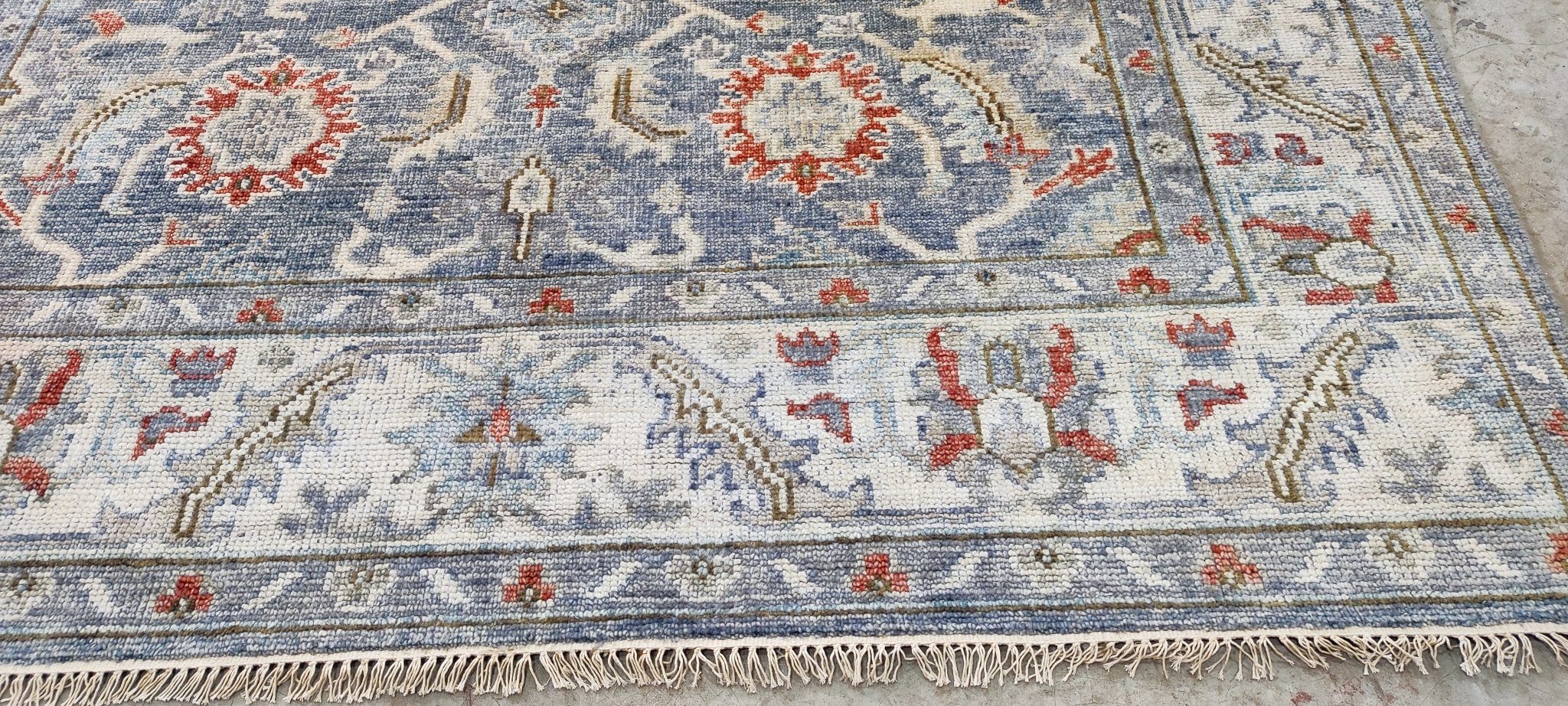 Kim Gordon Light Blue and Ivory Hand-Knotted Oushak Rug 8x10 | Banana Manor Rug Company