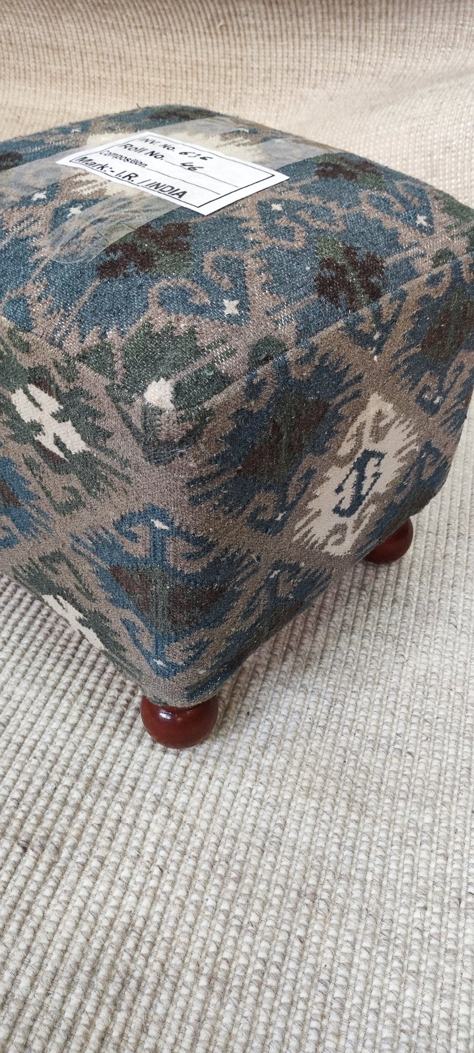 Kim Novak 17x17x16 Wooden Upholstered Table | Banana Manor Rug Factory Outlet