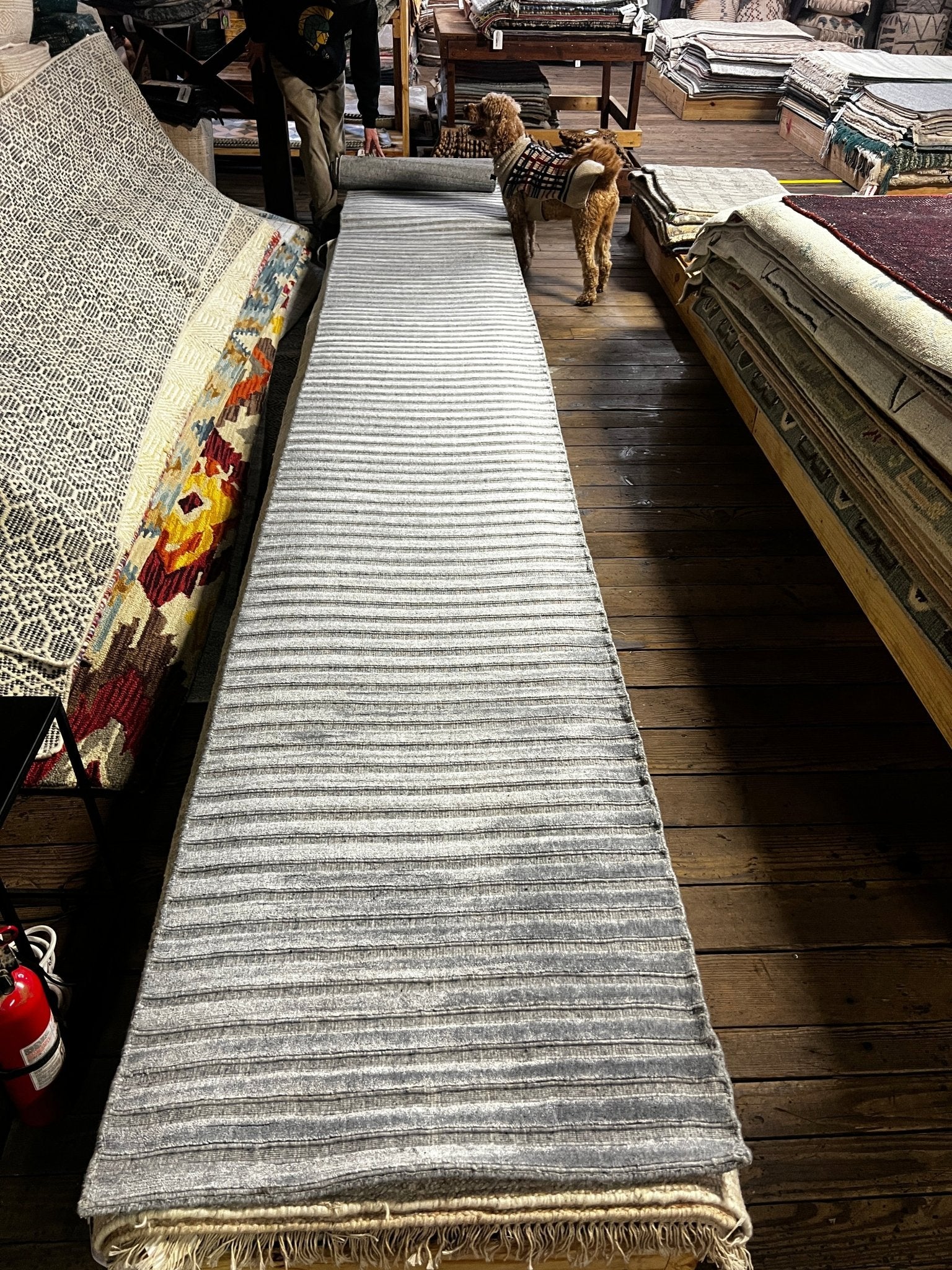 Kitty Sanchez 2.6x22 Silver and Grey Handwoven Runner | Banana Manor Rug Factory Outlet