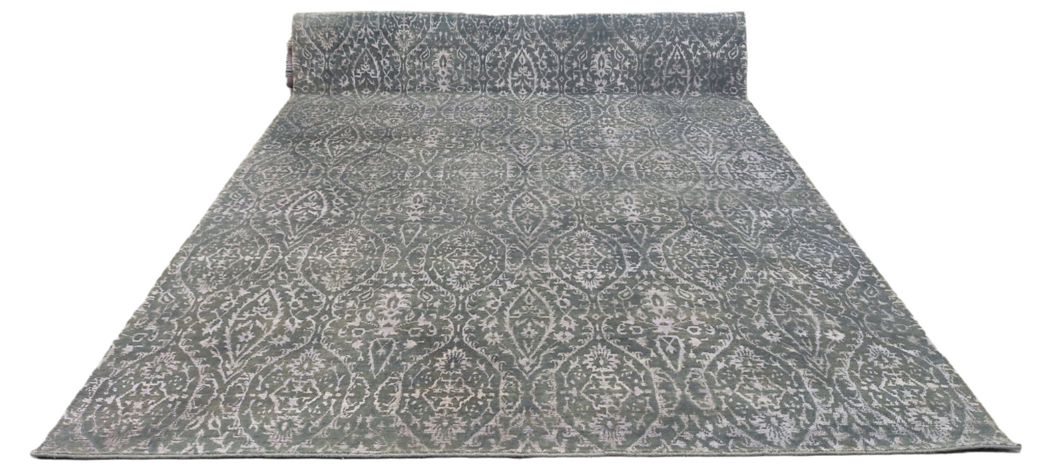 KJ Apa Hand-Knotted Modern Dark Grey and Tan Ikat 8.0X10.0 | Banana Manor Rug Company