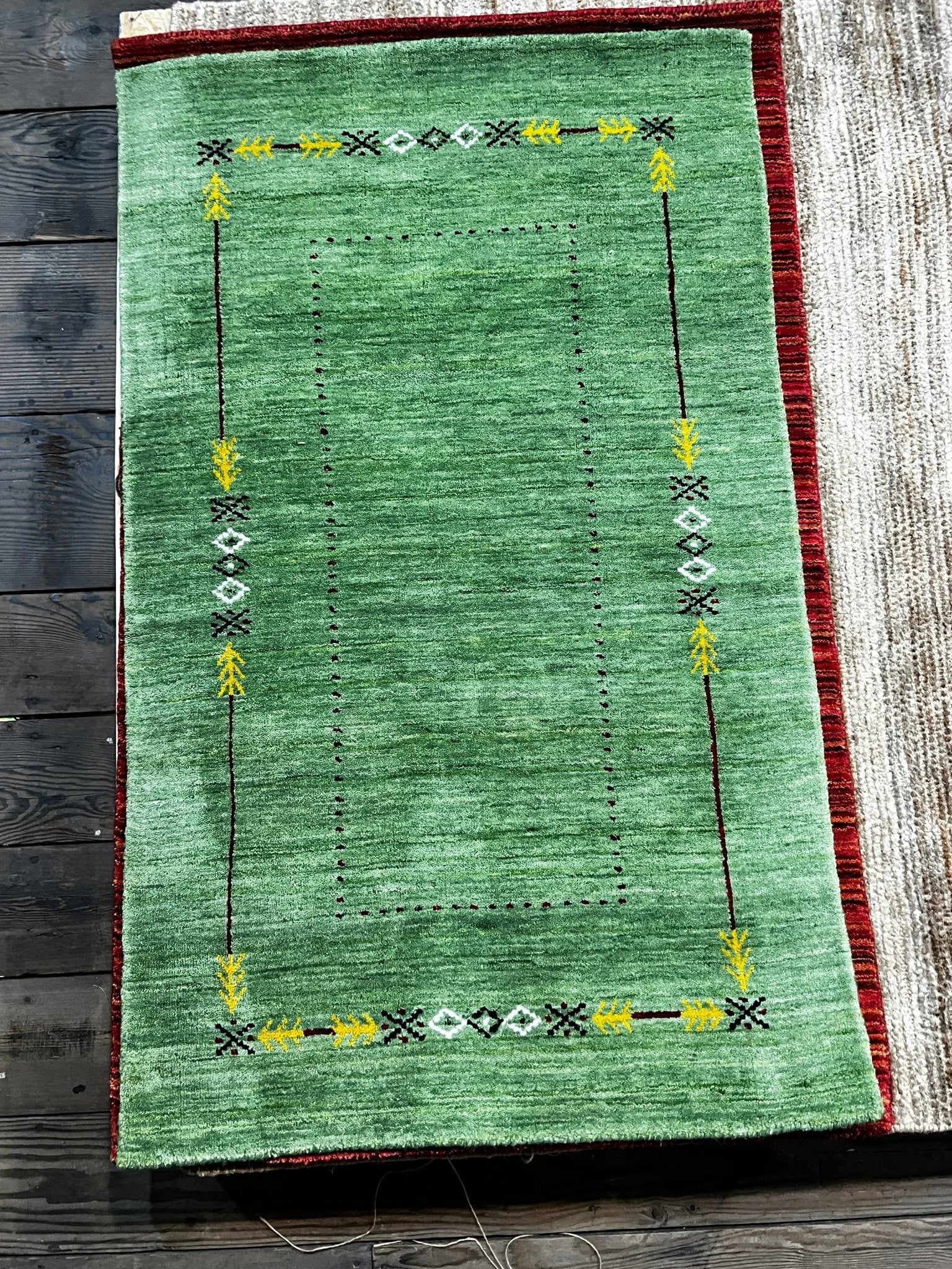 Kotoski 3x4.9 Green Handwoven Gabbeh Rug | Banana Manor Rug Factory Outlet