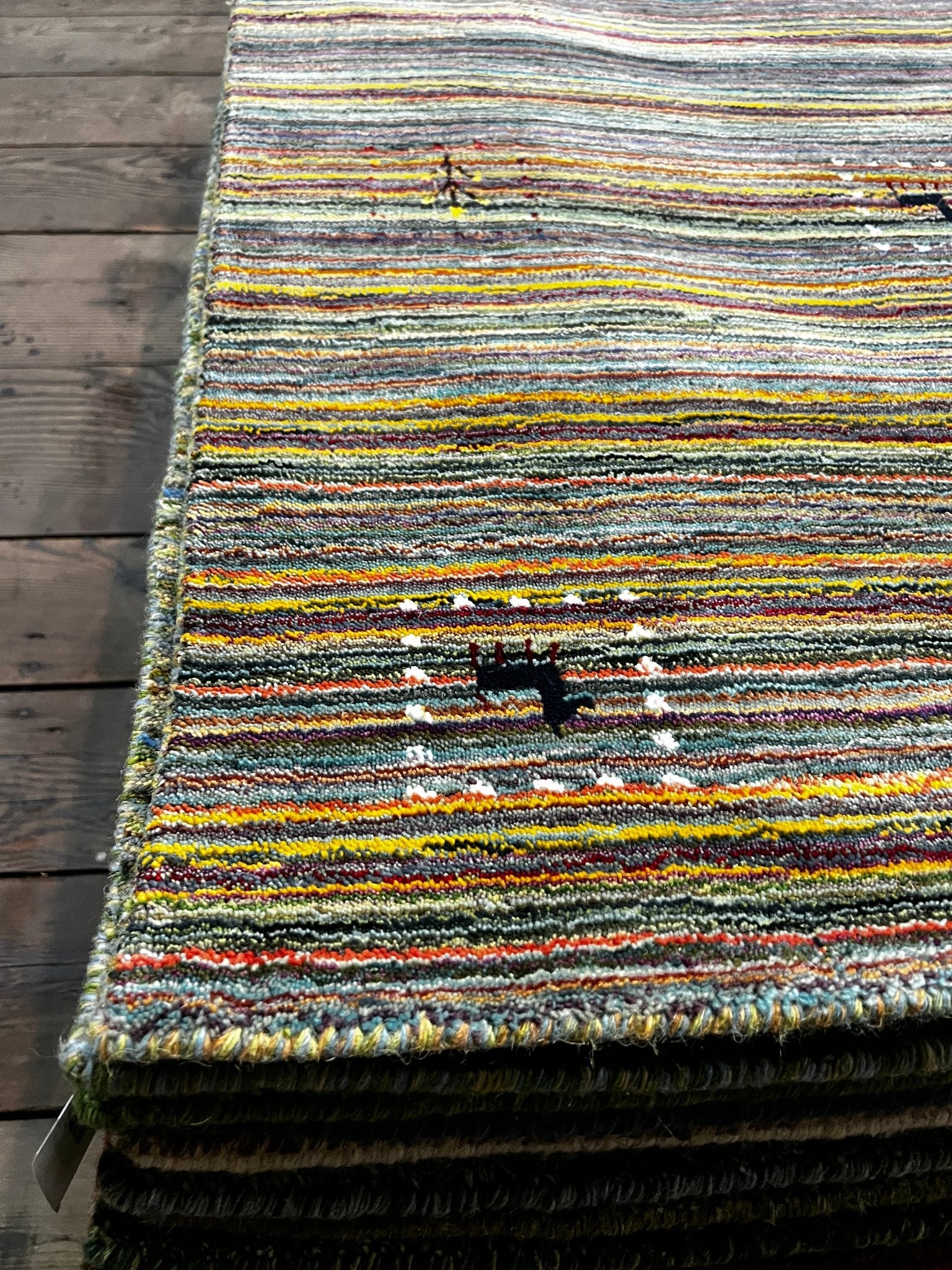 Krewe du Vieux 3x4.9 Green & Yellow Handwoven Gabbeh Rug | Banana Manor Rug Factory Outlet