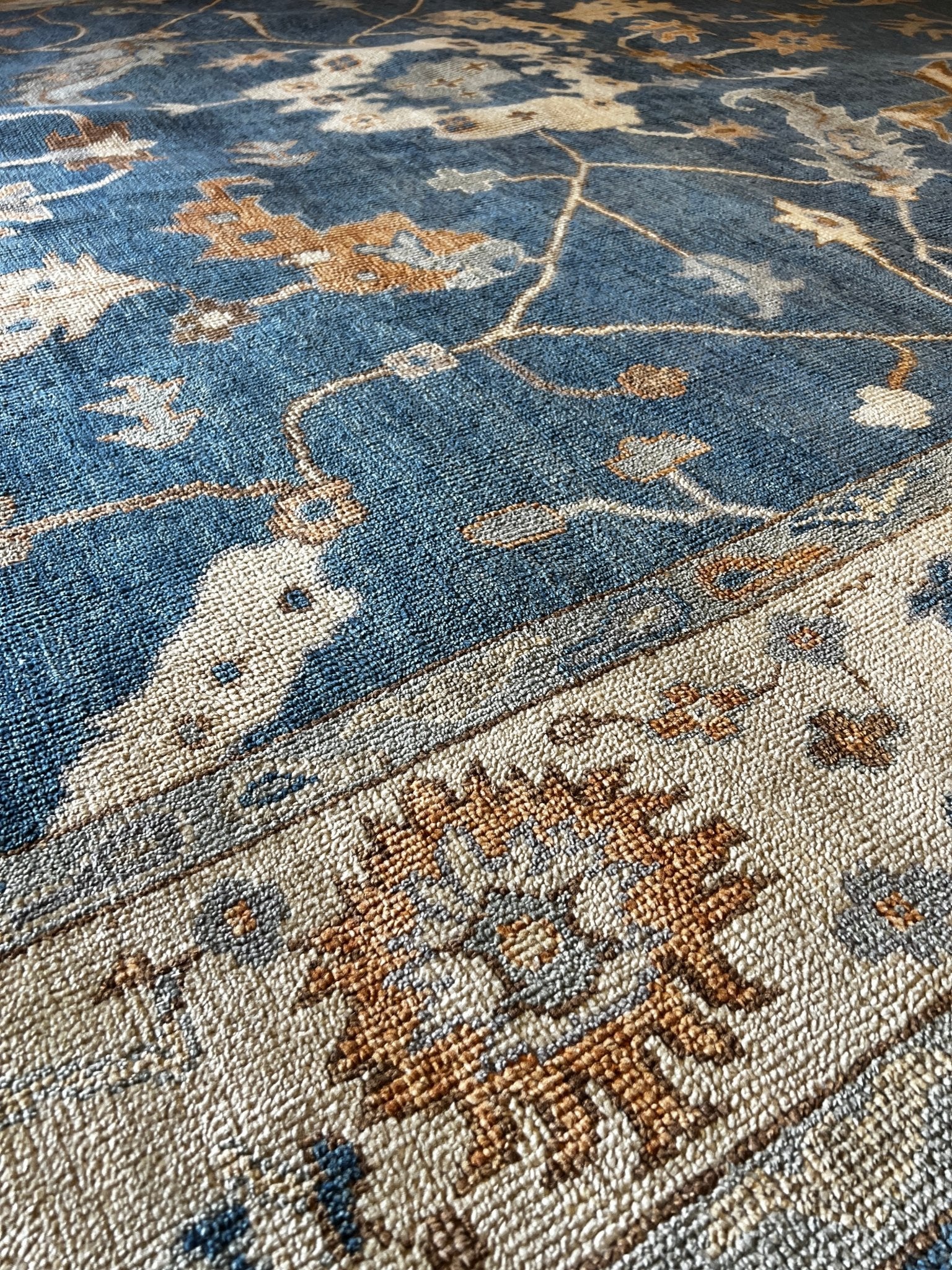 Kristina Asmus 10x14 Hand-Knotted Oushak Rug Light Blue and Tan | Banana Manor Rug Factory Outlet