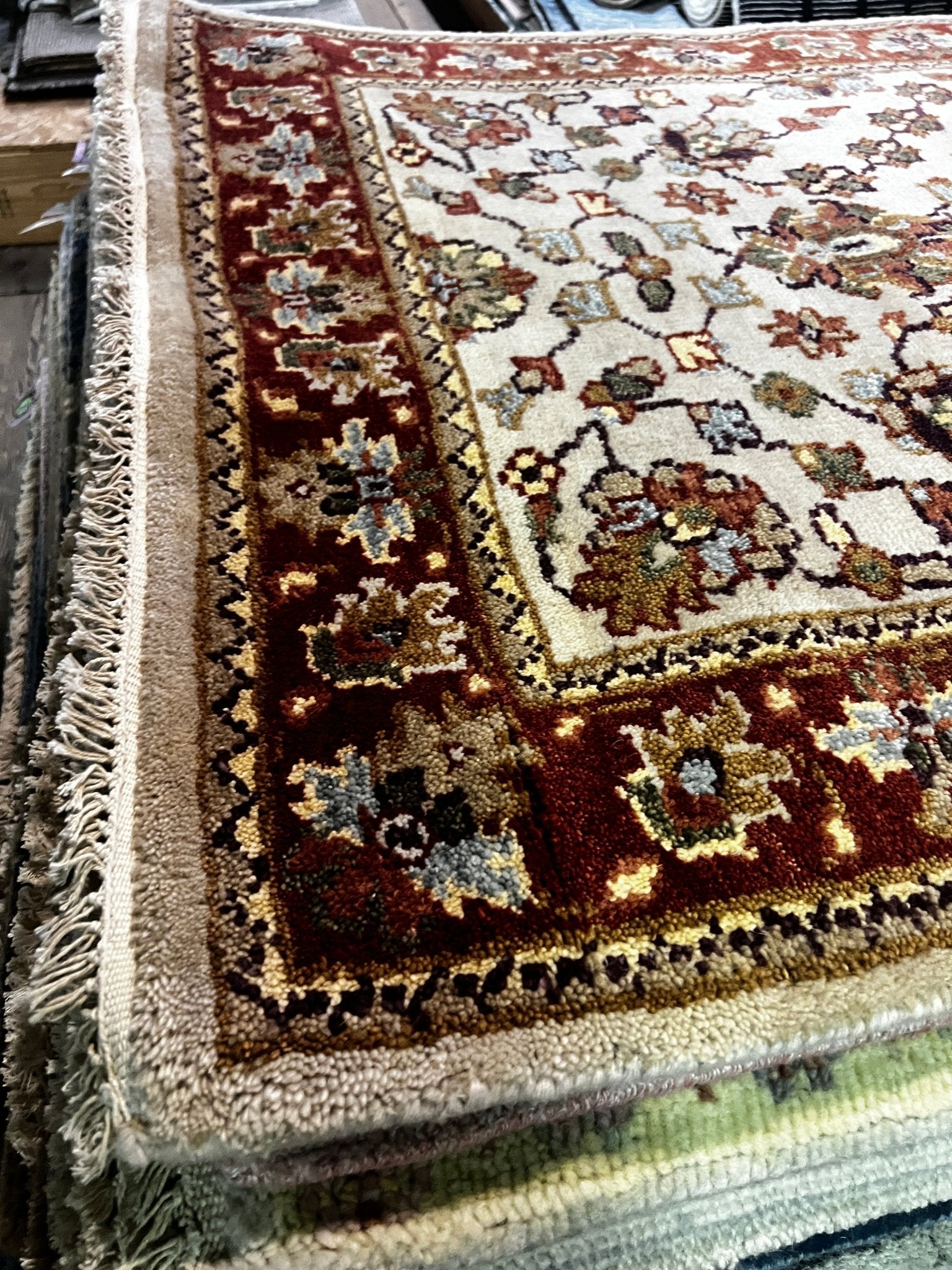 Kylie Bax 4x6 Hand-Knotted All Over Oushak Ivory and Rust | Banana Manor Rug Factory Outlet