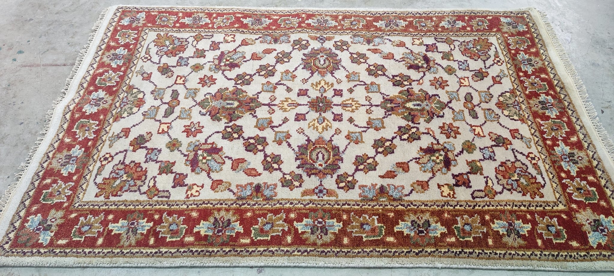 Kylie Bax Hand-Knotted All Over Oushak Ivory and Rust 4x6 | Banana Manor Rug Company