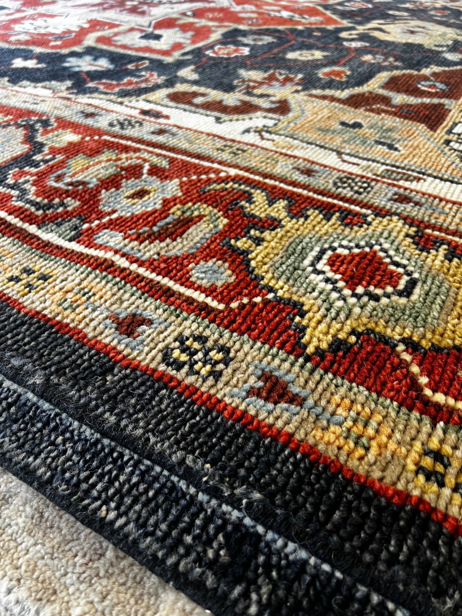 La Petite Grocery 8x10.3 Hand-Knotted Blue & Red Serapi | Banana Manor Rug Factory Outlet