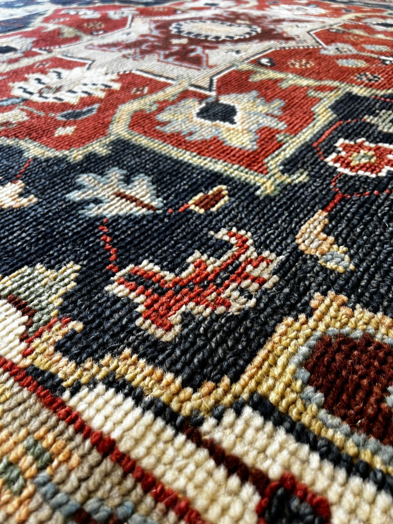 La Petite Grocery 8x10.3 Hand-Knotted Blue & Red Serapi | Banana Manor Rug Factory Outlet