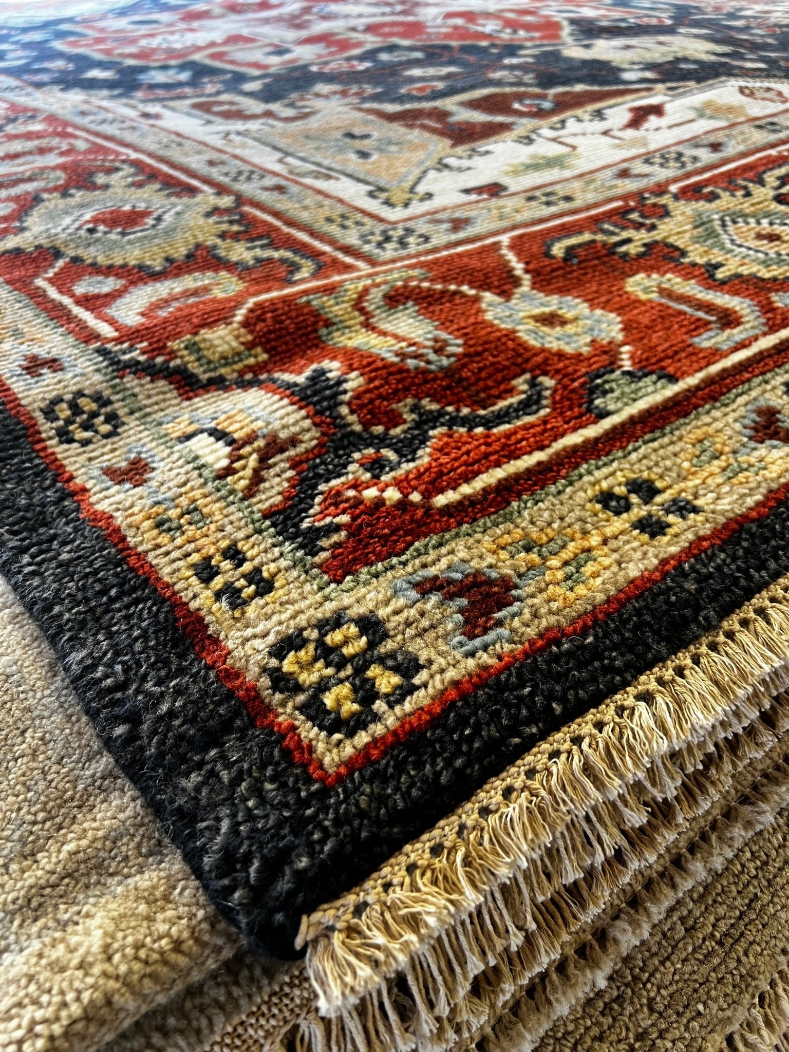 La Petite Grocery 8x10.3 Hand-Knotted Blue & Red Serapi | Banana Manor Rug Factory Outlet