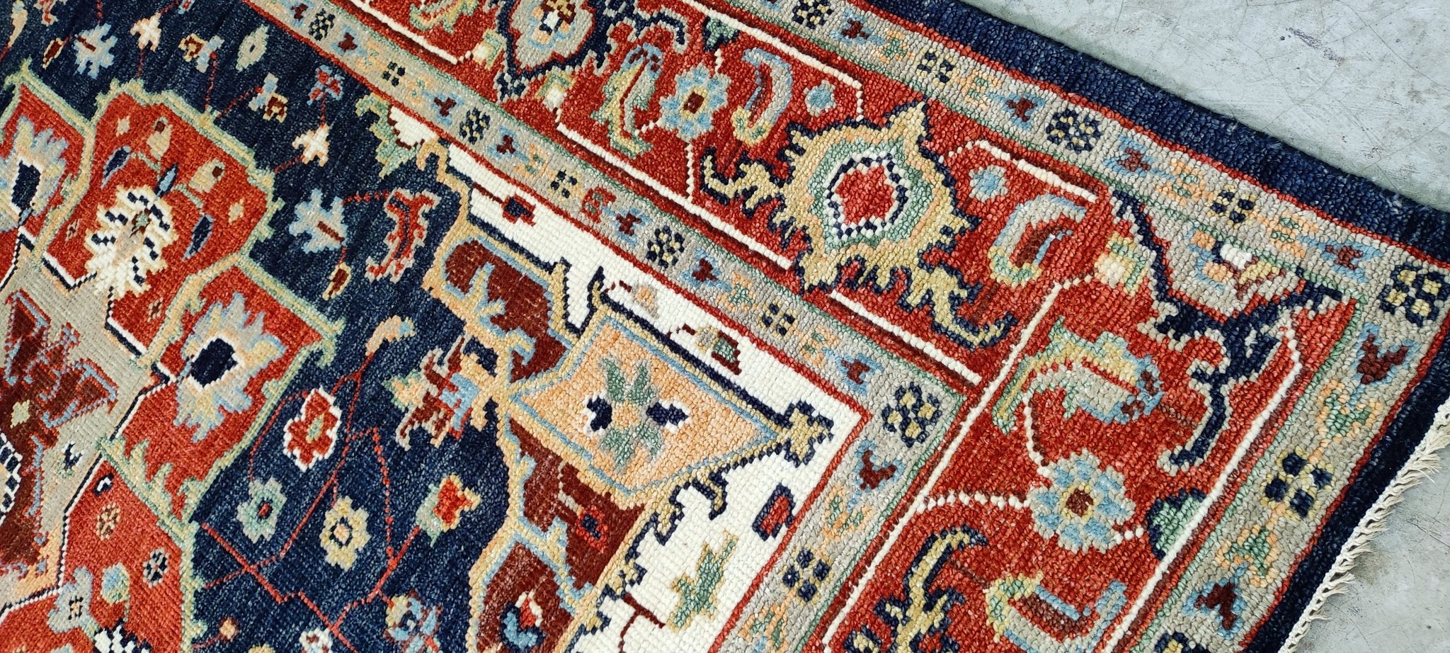 La Petite Grocery 8x10.3 Hand Knotted Blue & Red Serapi | Banana Manor Rug Factory Outlet