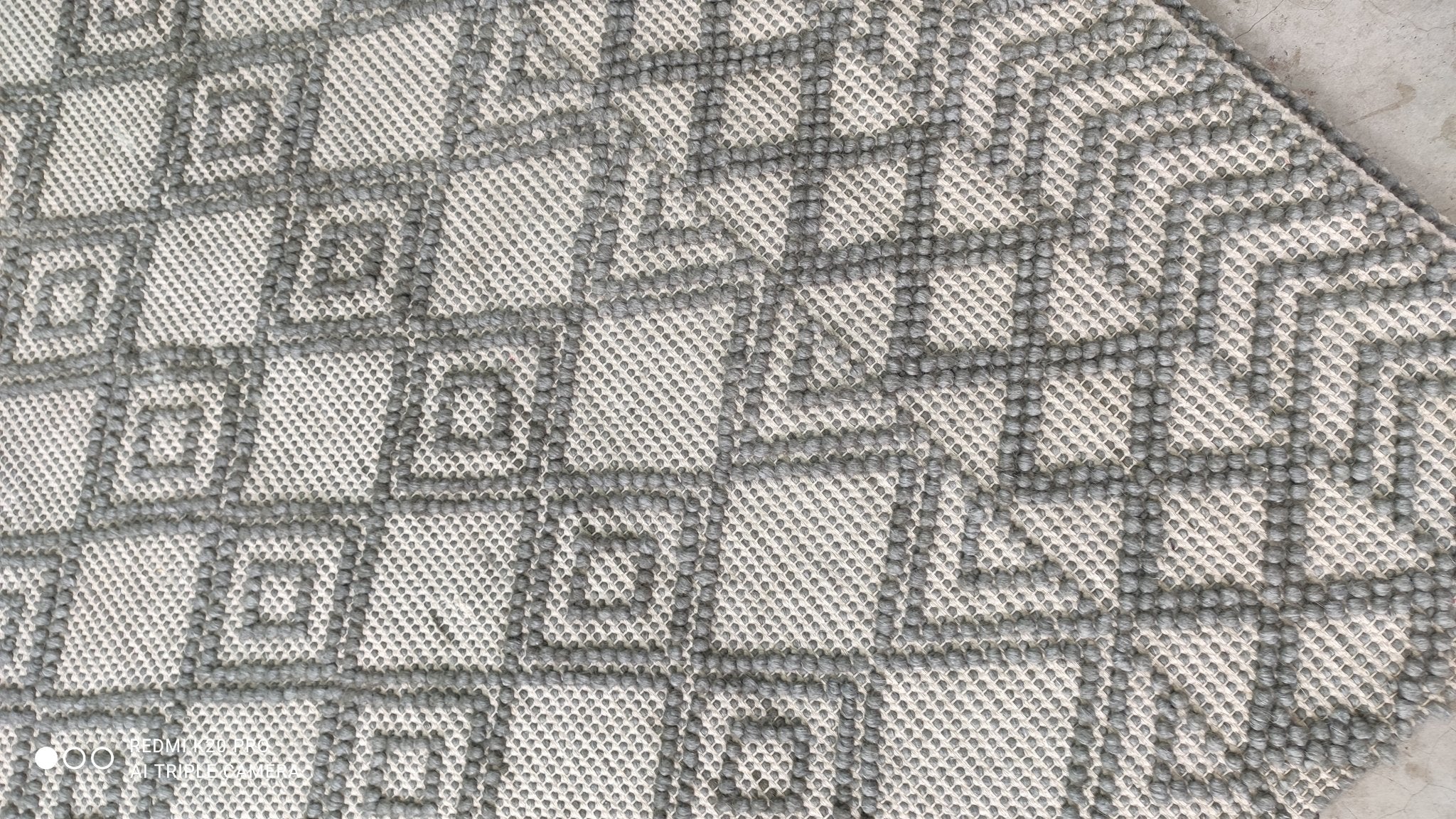 Laos Grey and White Diamond Handwoven Durrie Rug (Multiple Sizes) | Banana Manor Rug Company