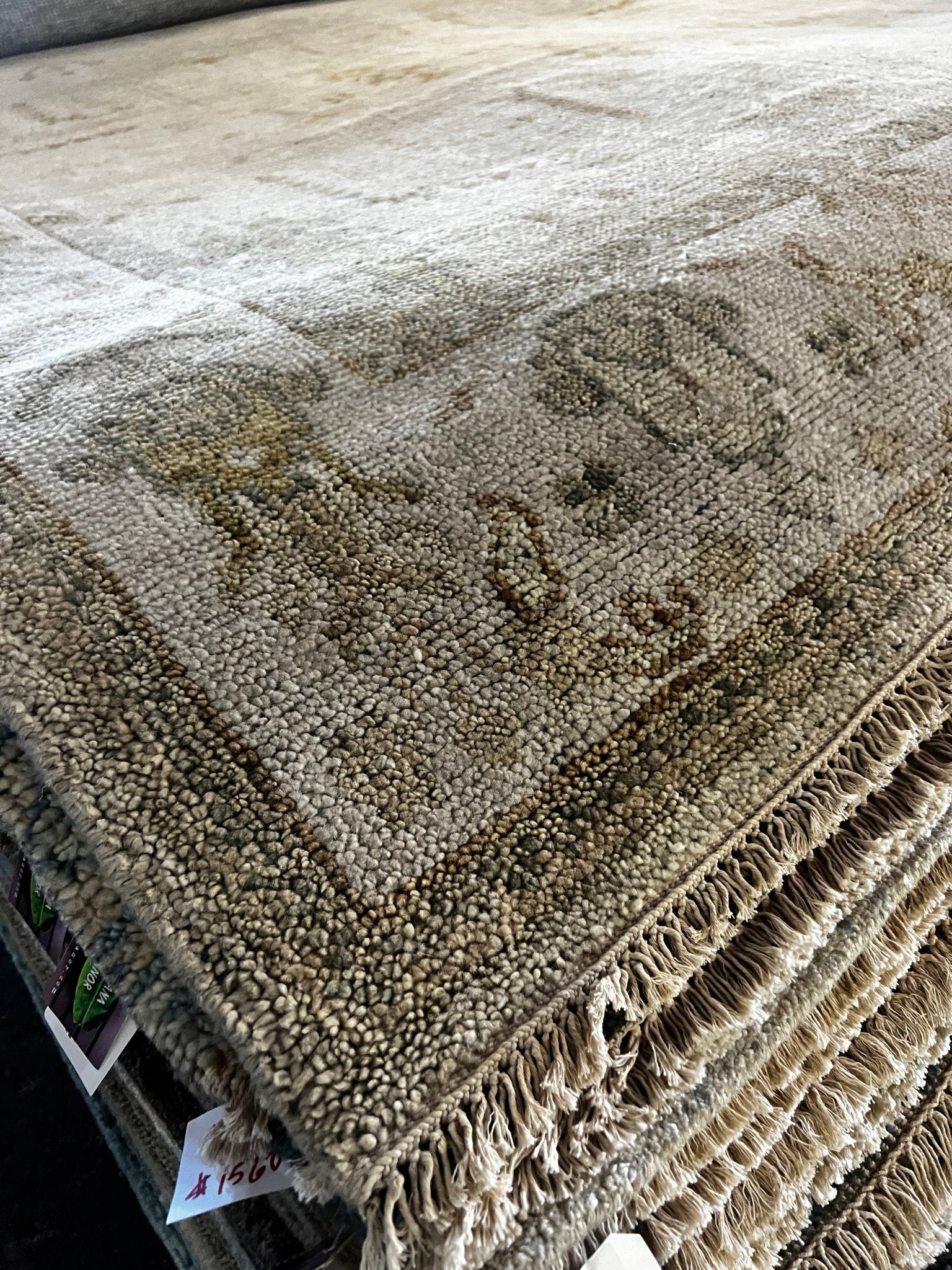 Lara Sachs-Fisherman 8x10 Grey and Beige Hand-Knotted Oushak Rug | Banana Manor Rug Factory Outlet
