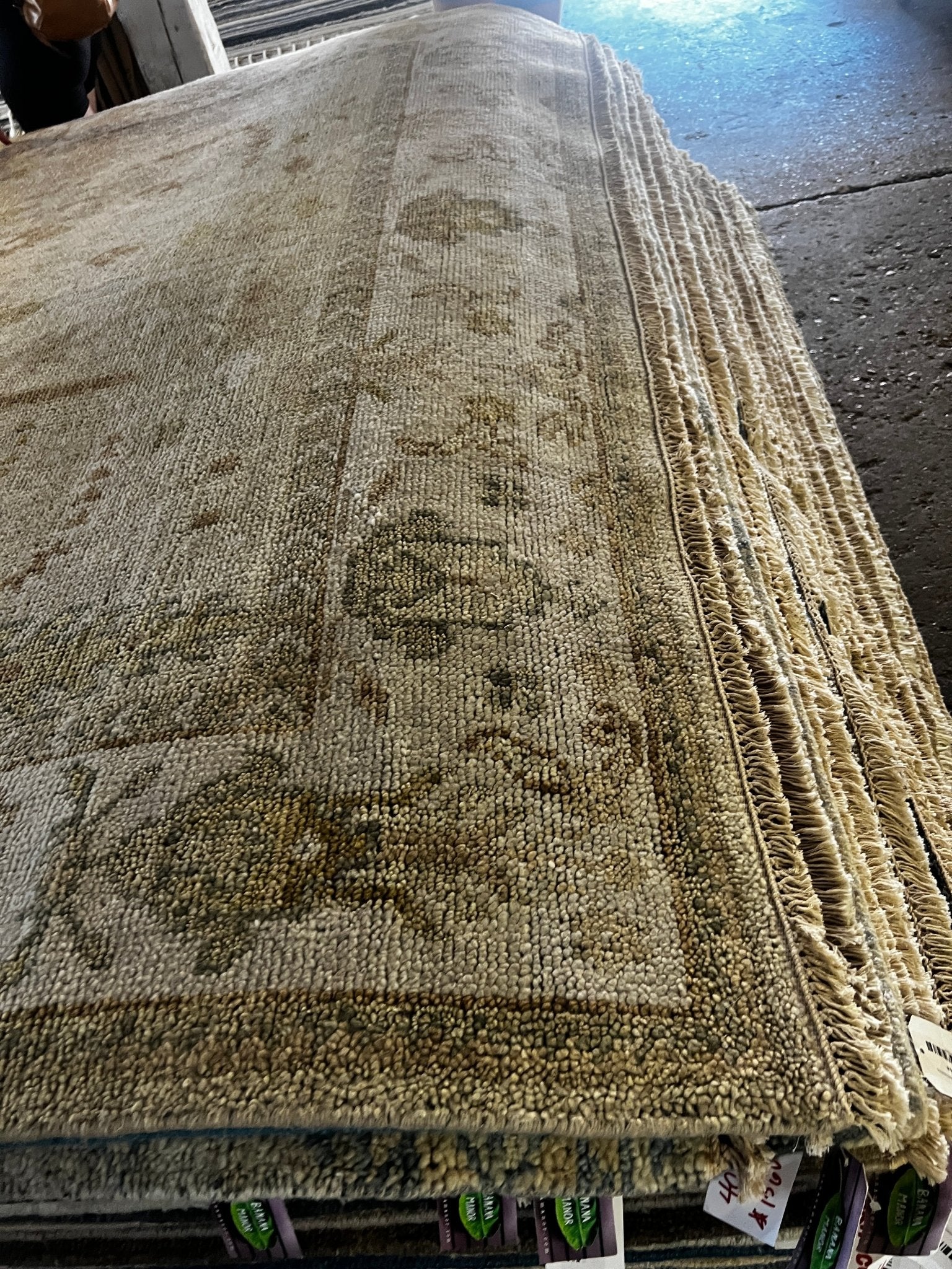 Lara Sachs-Fisherman 8x10 Grey and Beige Hand-Knotted Oushak Rug | Banana Manor Rug Factory Outlet