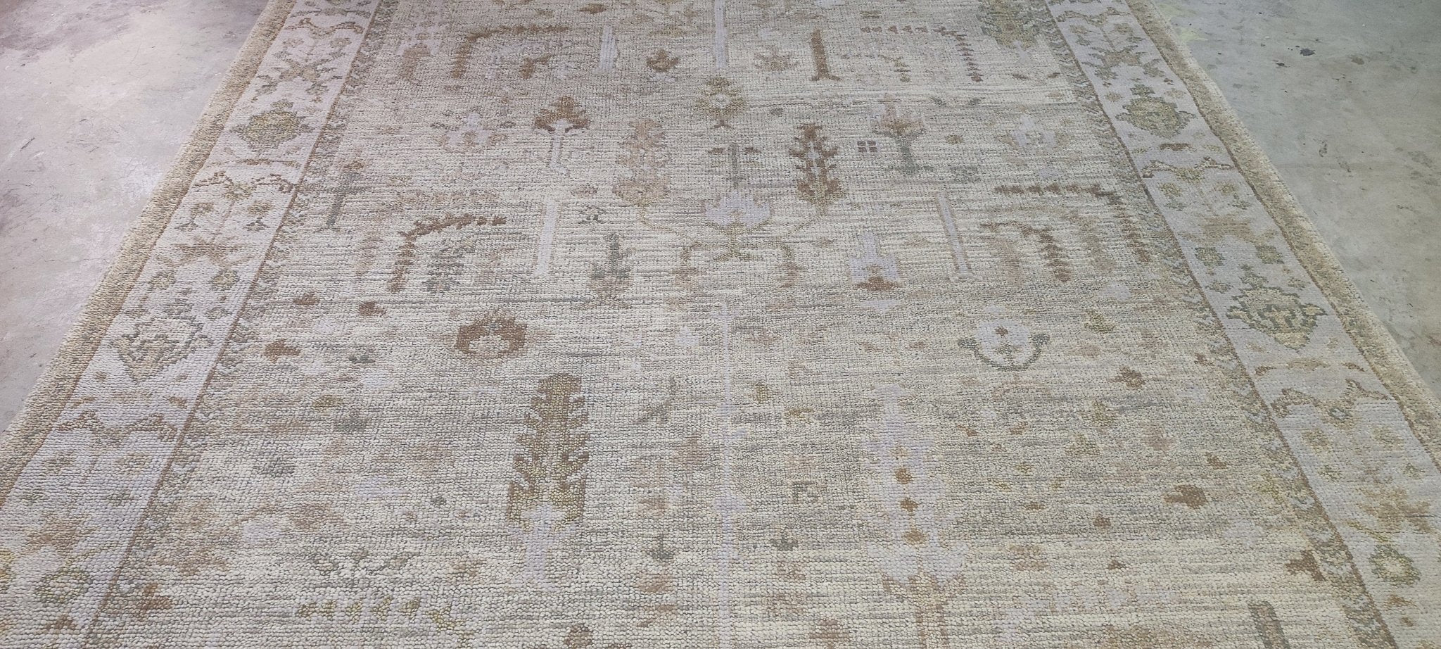 Lara Sachs-Fisherman Grey and Beige Hand-Knotted Oushak Rug 8x10 | Banana Manor Rug Company