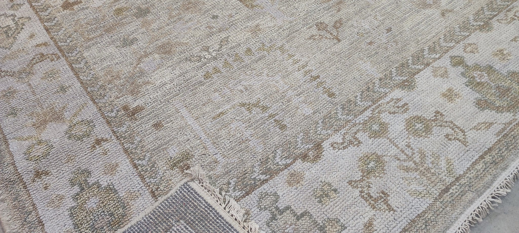 Lara Sachs-Fisherman Grey and Beige Hand-Knotted Oushak Rug 8x10 | Banana Manor Rug Company