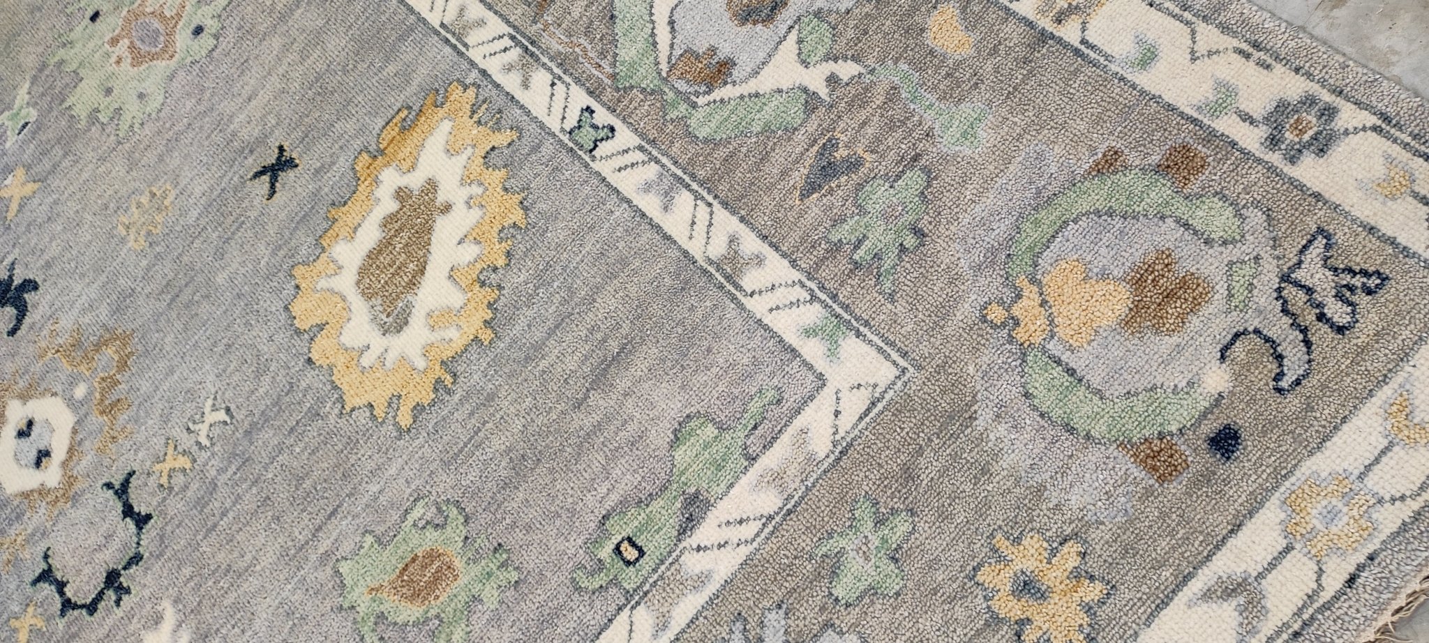 Lauren Hutton 9x12 Grey and Tan Hand-Knotted Oushak Rug | Banana Manor Rug Company
