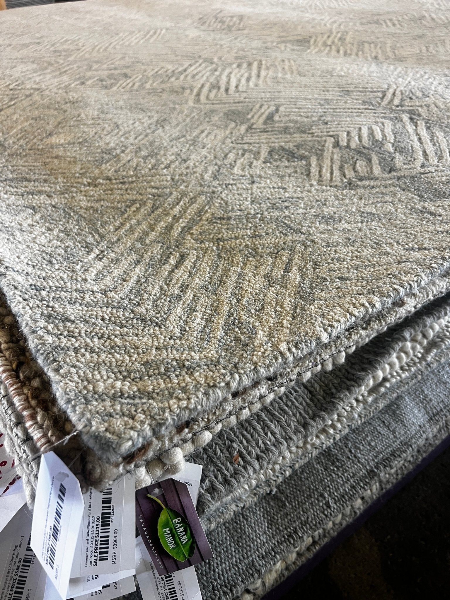 Lawrence Yee Hand-Tufted Wool Natural Blue Textured (Multiple Sizes) | Banana Manor Rug Factory Outlet