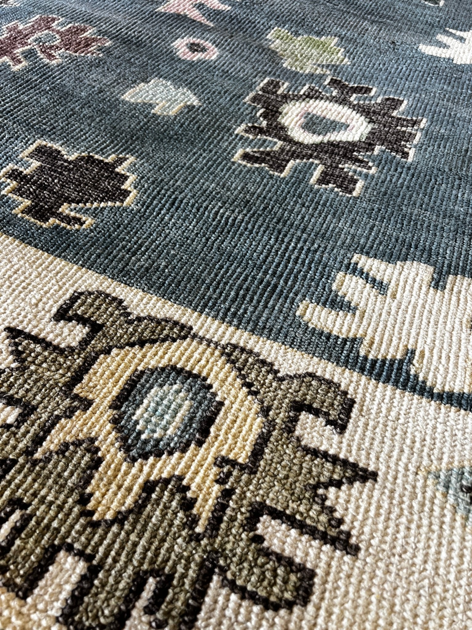 Leandra Blue 10x14 Blue & Ivory Turkish Oushak | Banana Manor Rug Factory Outlet