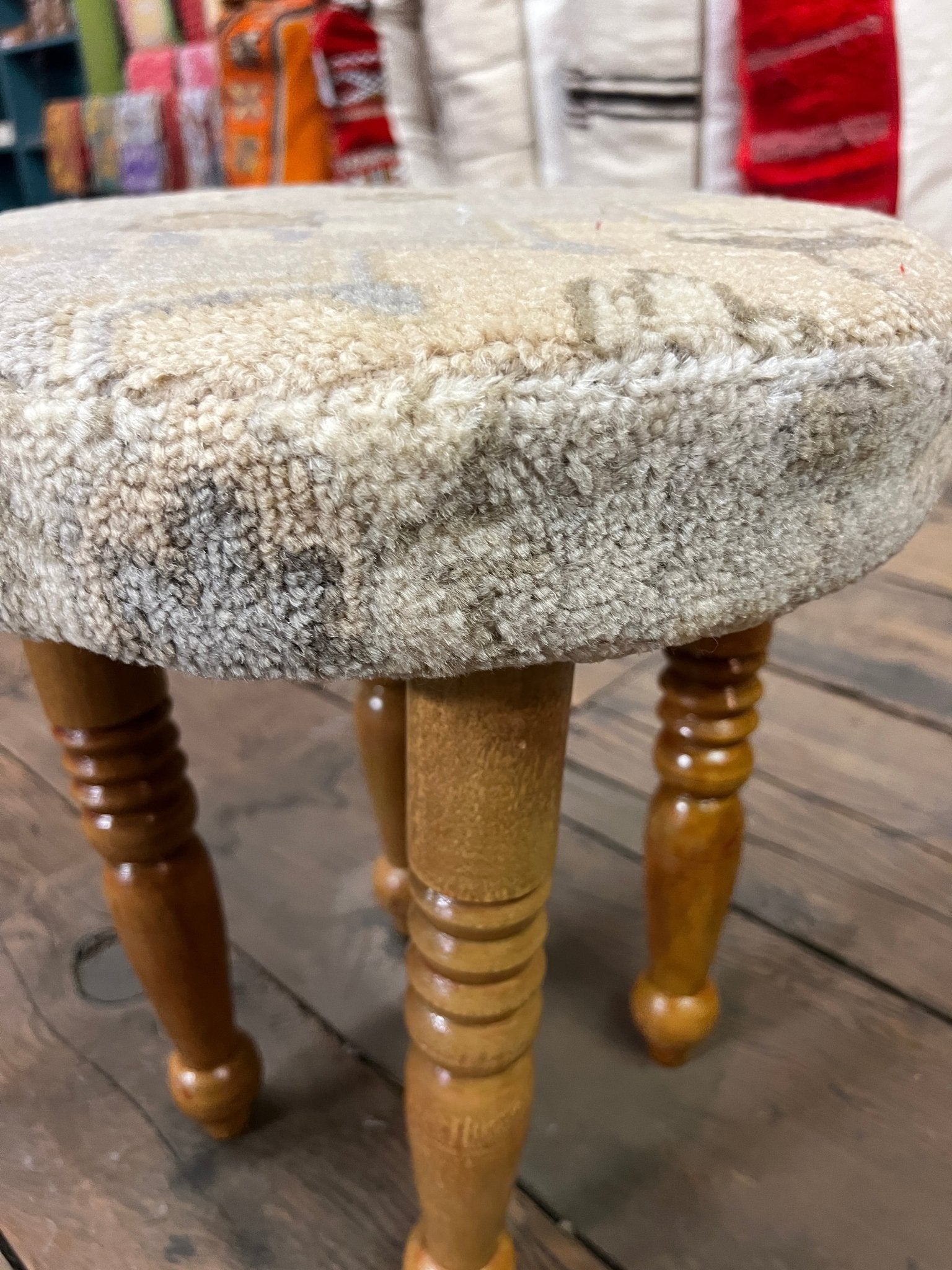 Lee Patrick 14x14x17 Wooden Upholstered Stool | Banana Manor Rug Factory Outlet
