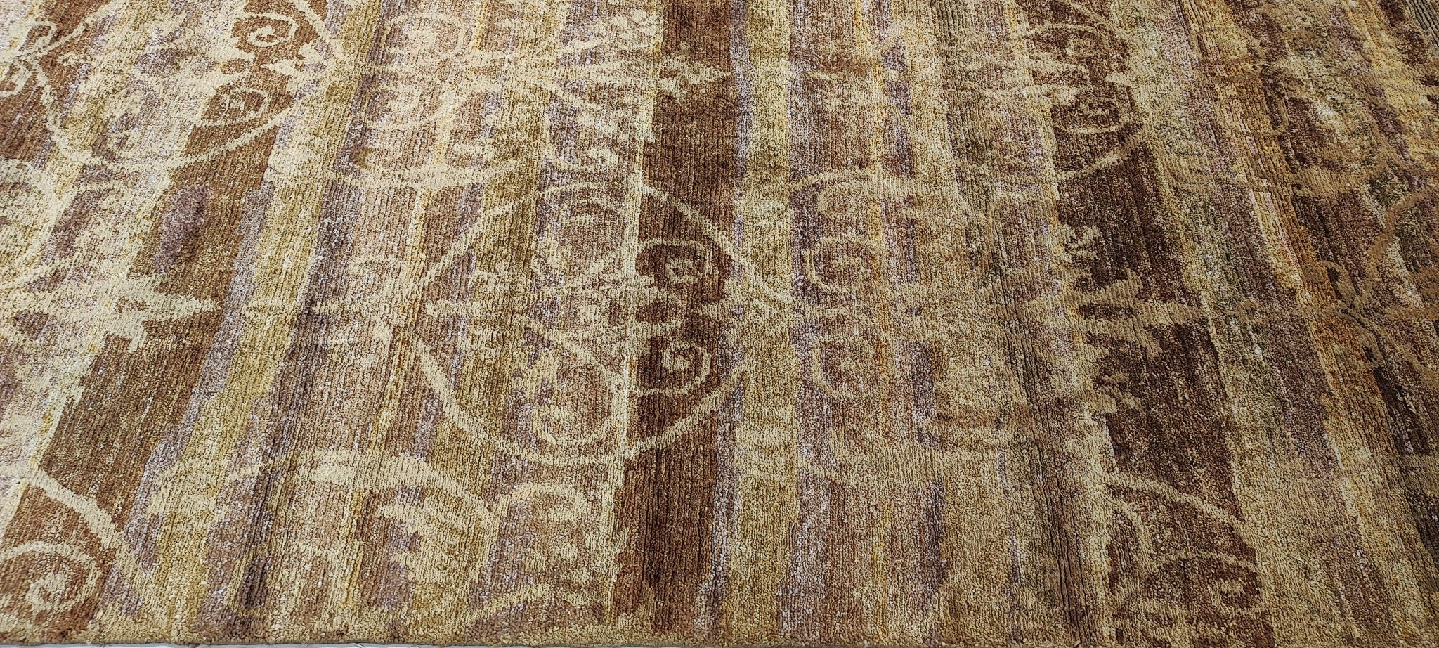 Leo Stark 5x8 Hand-Knotted Light Brown Floral | Banana Manor Rug Factory Outlet