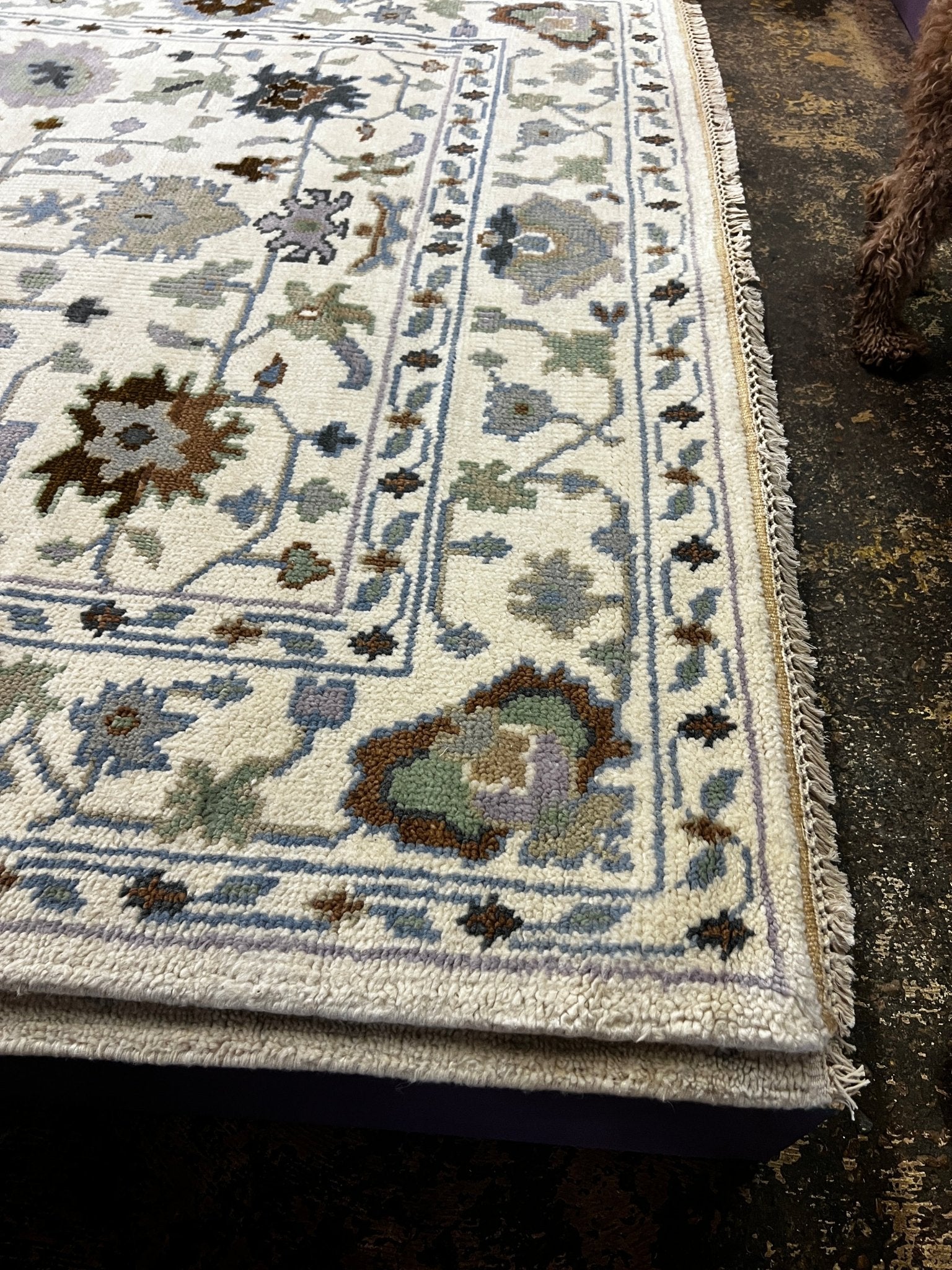 Leonora 6x9.3 Ivory & Ivory Oushak | Banana Manor Rug Factory Outlet