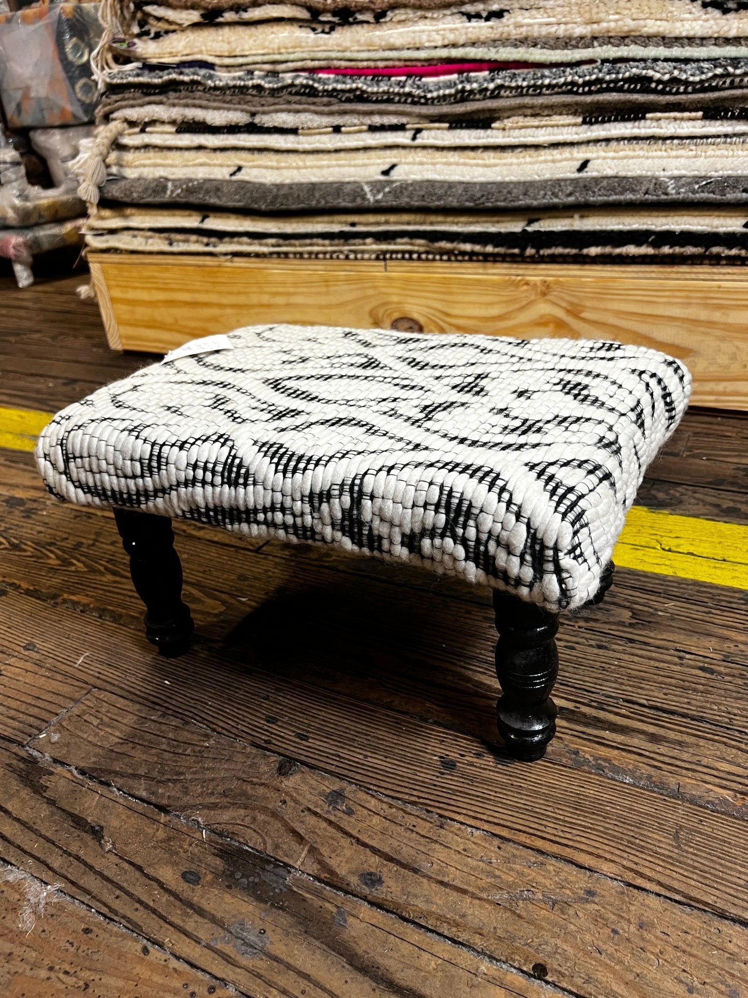 Liam Payne Wooden Upholstered Stool 12x17x9 | Banana Manor Rug Company