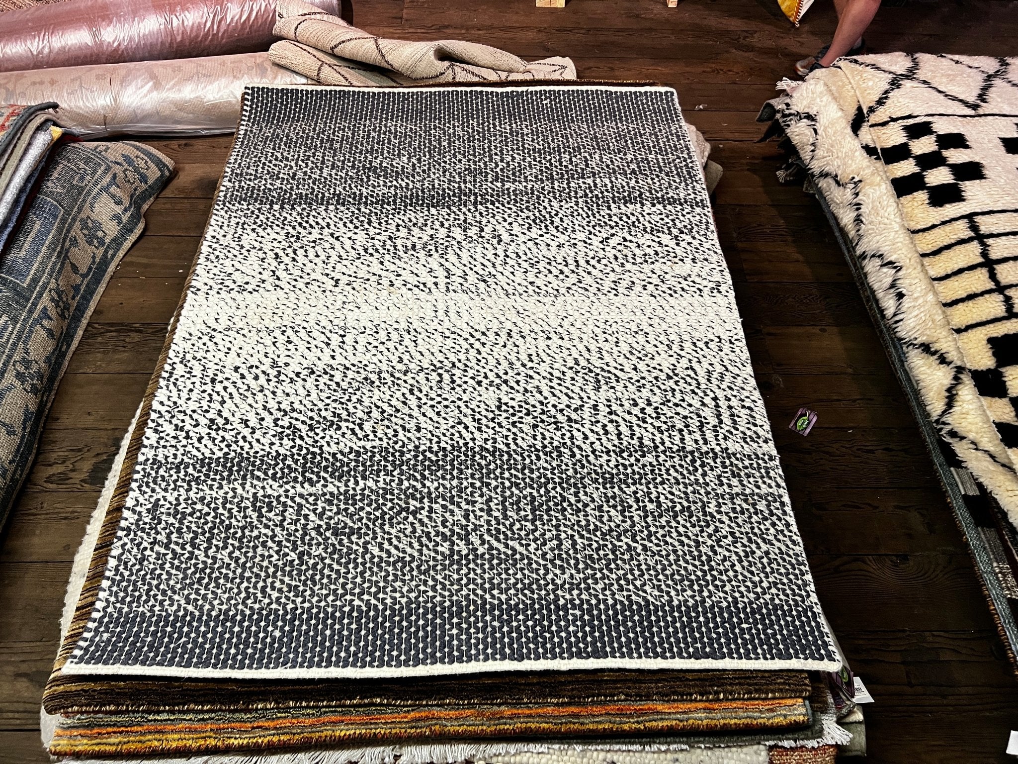 Lil Debil 4x5.6 Grey and Ivory Handwoven Rug | Banana Manor Rug Company