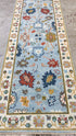 Lilandra 2.6x12 Light blue and Ivory Hand-Knotted Runner | Banana Manor Rug Company