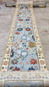 Lilandra 2.6x12 Light blue and Ivory Hand-Knotted Runner | Banana Manor Rug Company