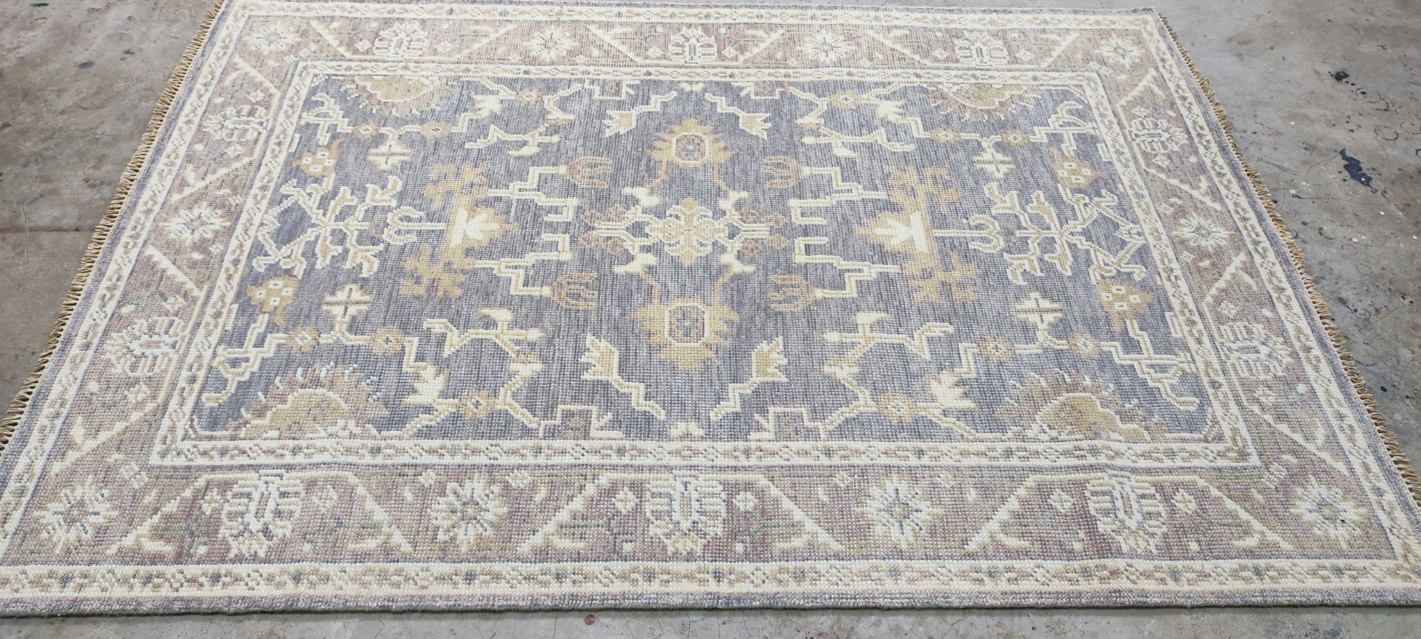 Lillian Muller 4x6 Hand Knotted Grey & Light Rust Turkish Oushak | Banana Manor Rug Factory Outlet