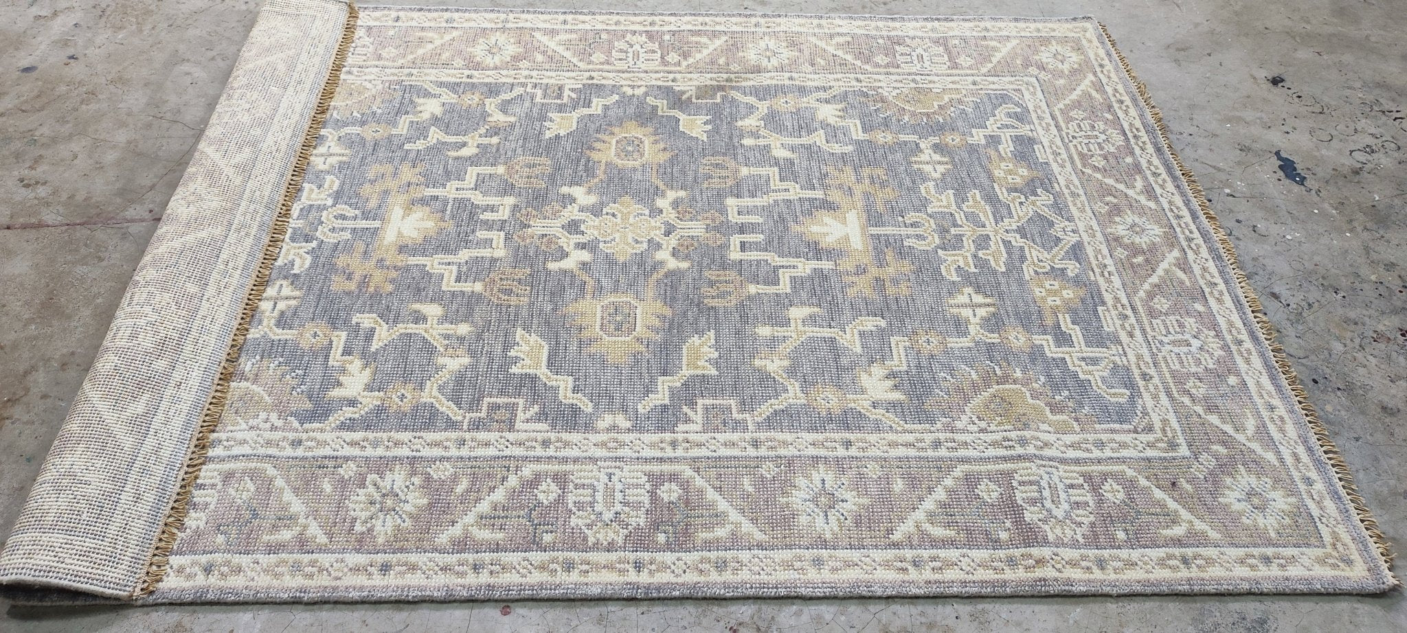 Lillian Muller 4x6 Hand Knotted Grey & Light Rust Turkish Oushak | Banana Manor Rug Factory Outlet