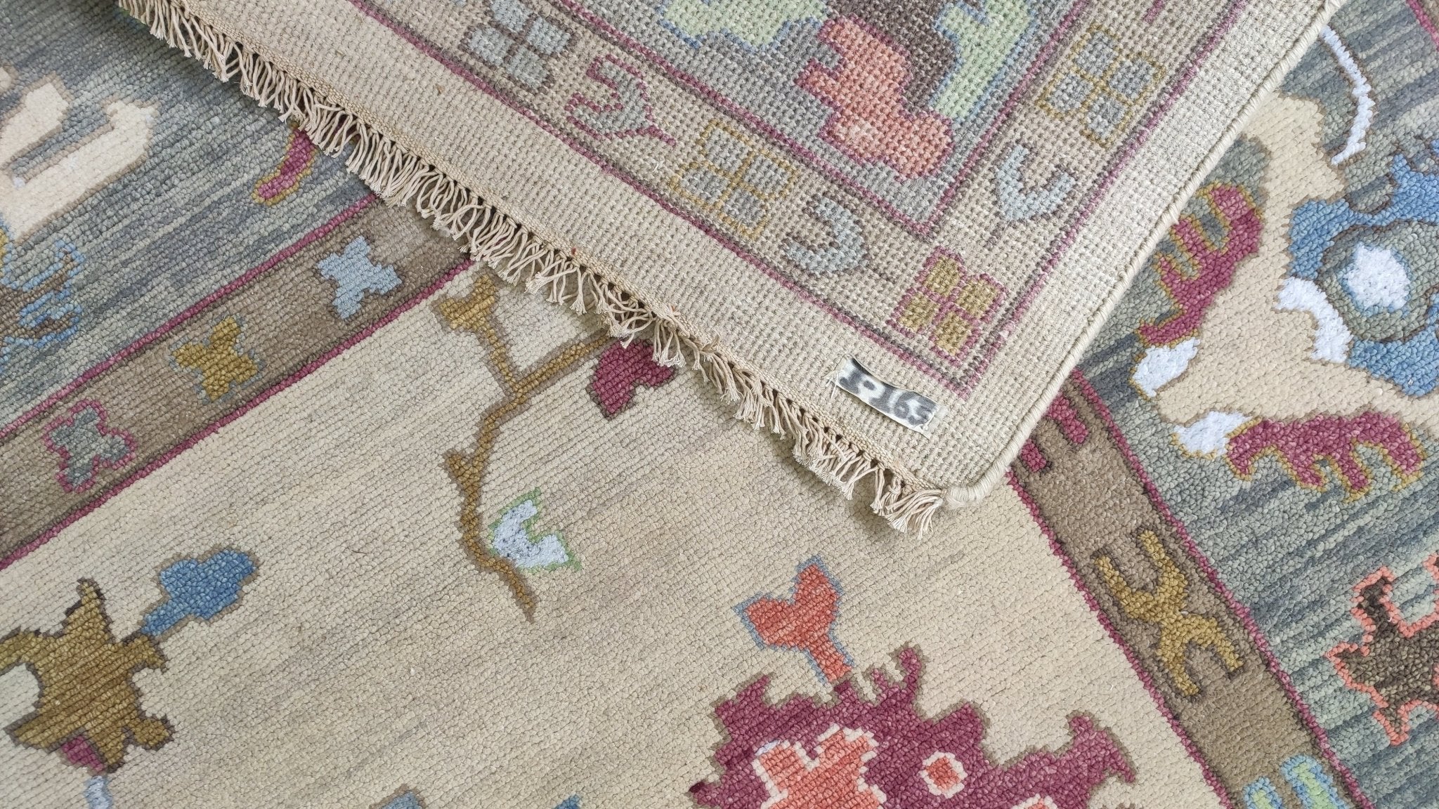 Lilly Truscott 9x12 Cream and Grey Hand-Knotted Oushak Rug | Banana Manor Rug Company