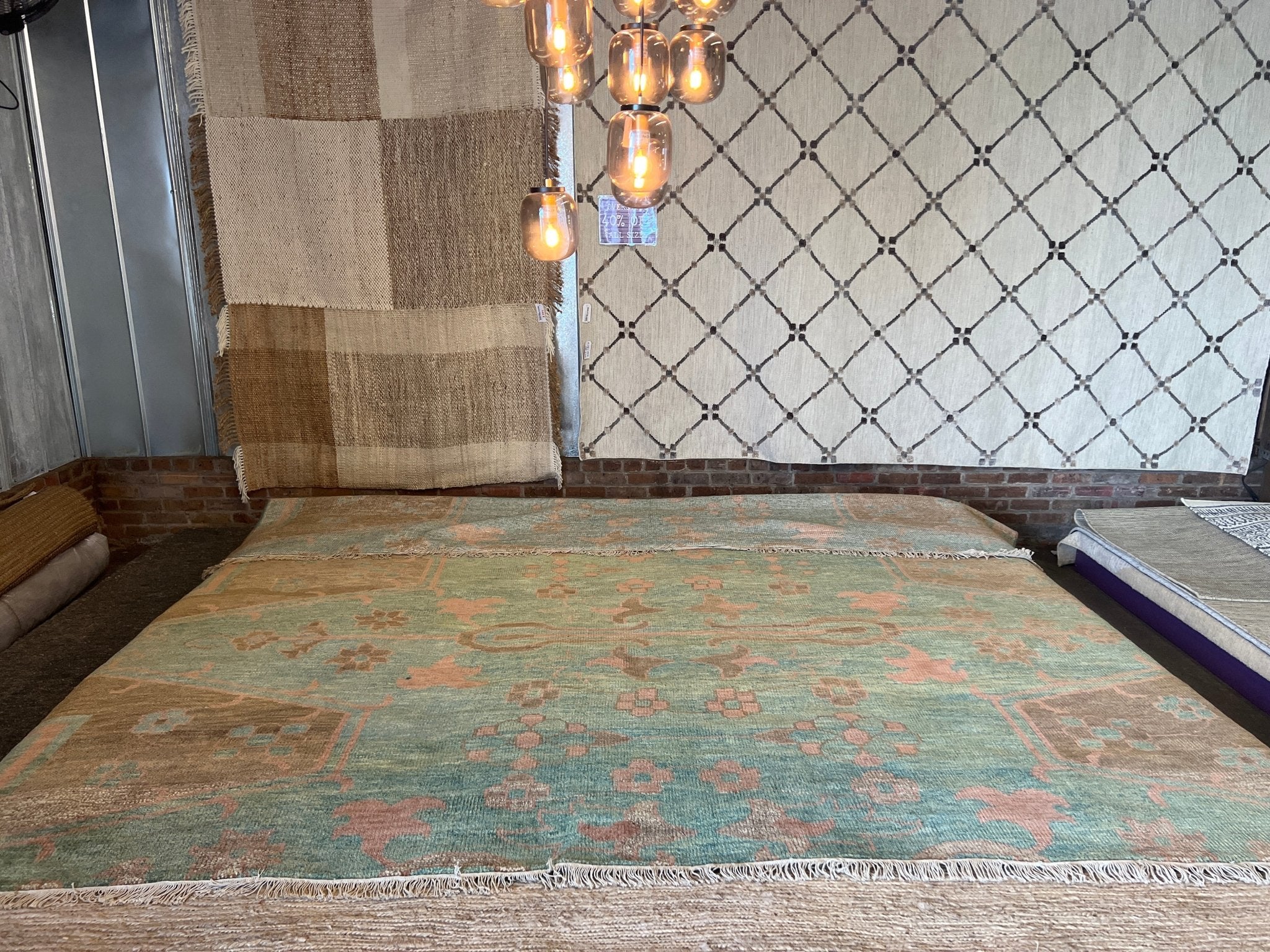 Linda Belcher 11x11 Green and Brown Hand-Knotted Oushak Rug | Banana Manor Rug Company
