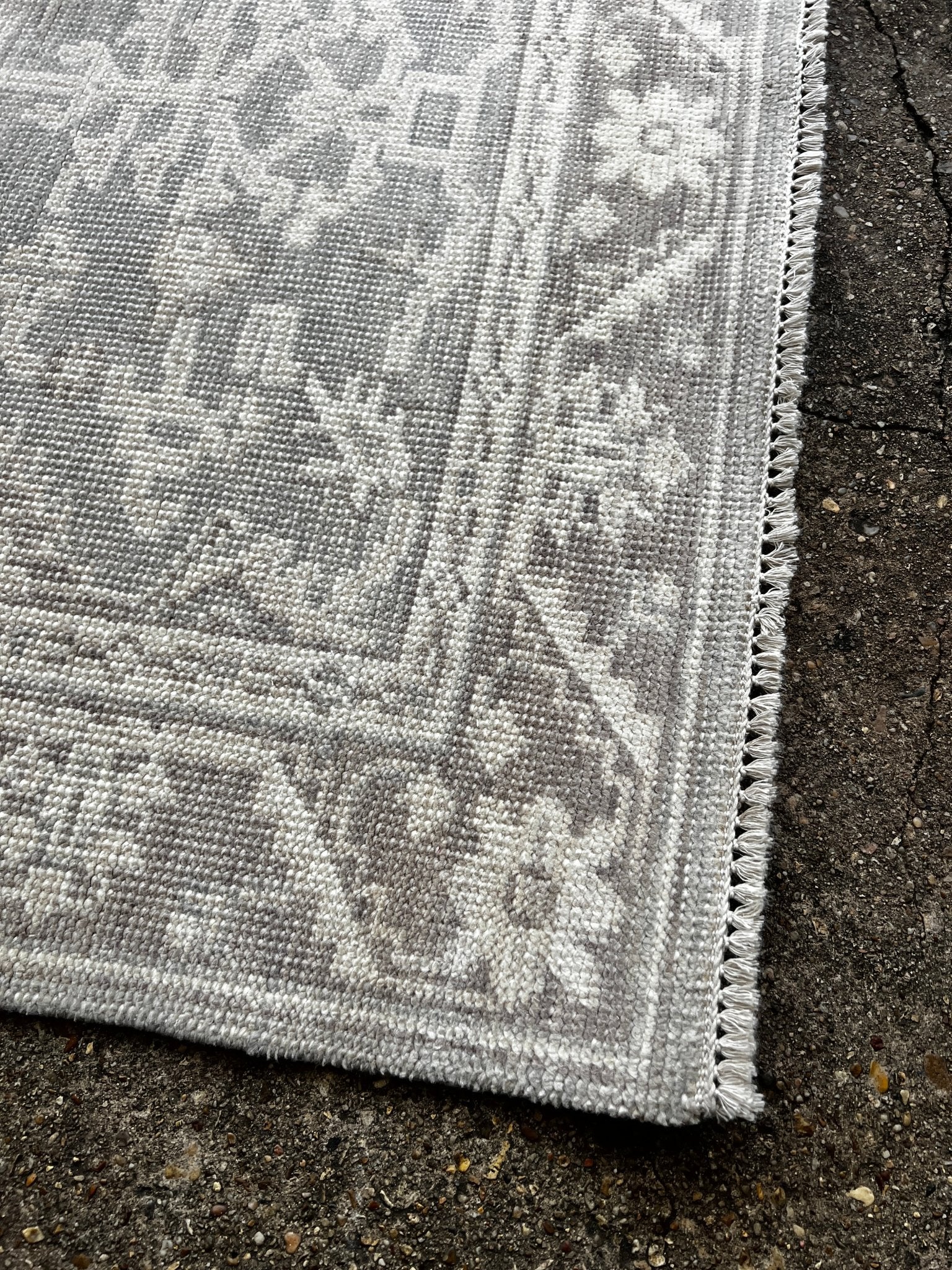 Linda Gamble 4x6 Hand-Knotted Silver & Grey Turkish Oushak | Banana Manor Rug Factory Outlet