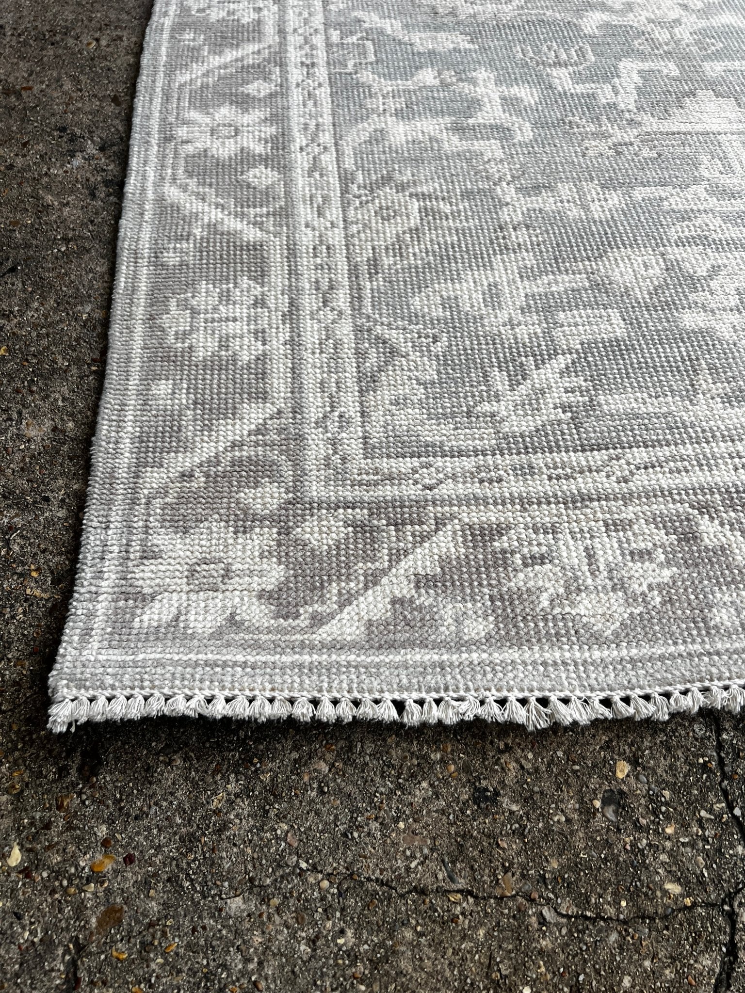 Linda Gamble 4x6 Hand-Knotted Silver & Grey Turkish Oushak | Banana Manor Rug Factory Outlet