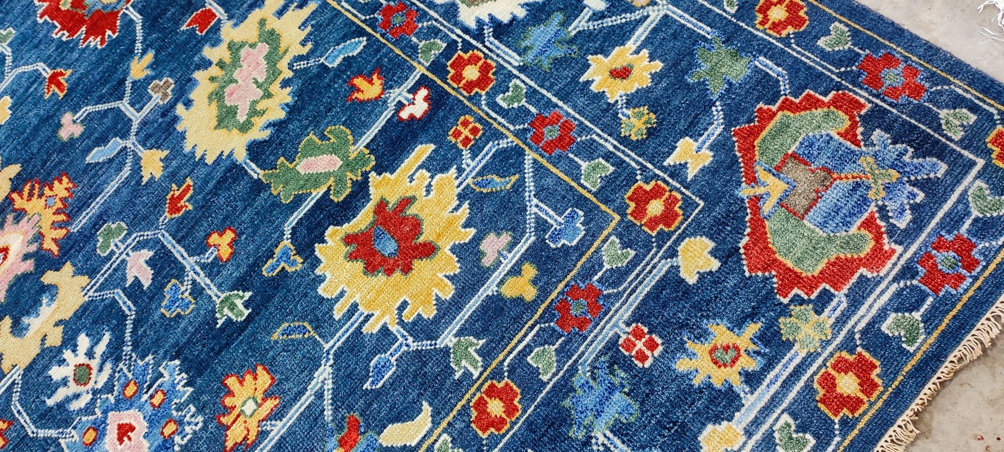 Linda Pinto 9.3x12 Blue Hand-Knotted Oushak Rug | Banana Manor Rug Company