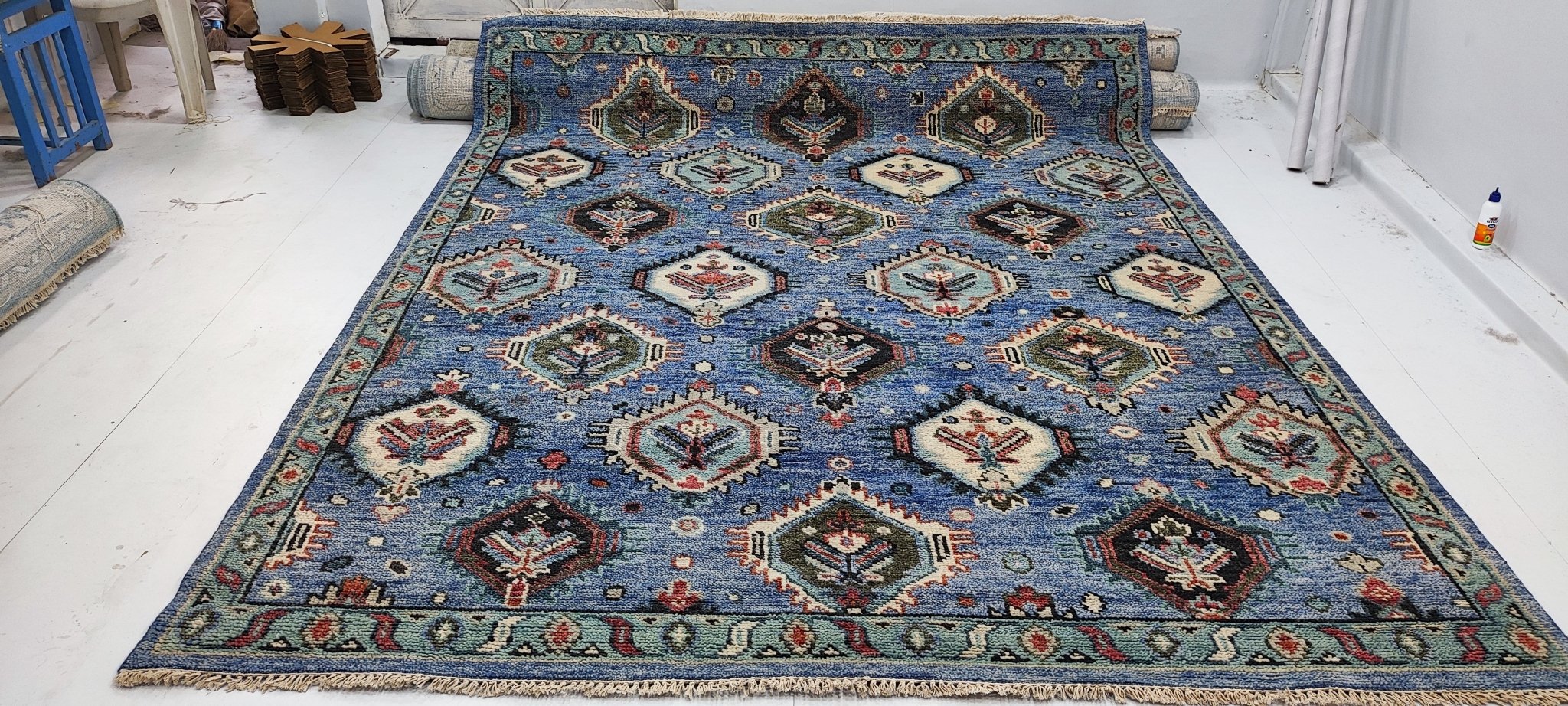 Linnie 8x10 Hand-Knotted Blue Oushak | Banana Manor Rug Factory Outlet