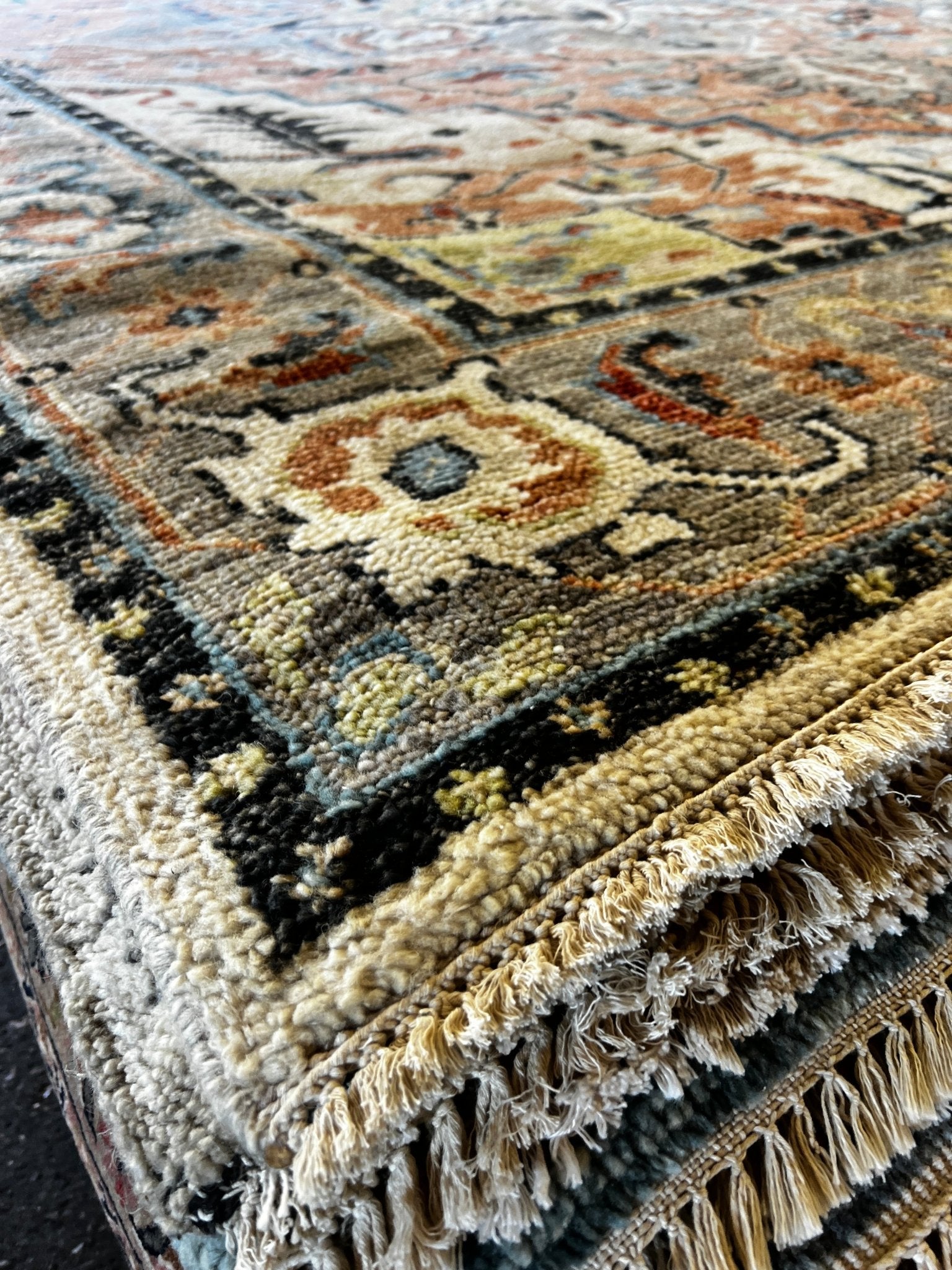 Liona 9x12 Hand-Knotted Rust & Grey Heriz | Banana Manor Rug Factory Outlet