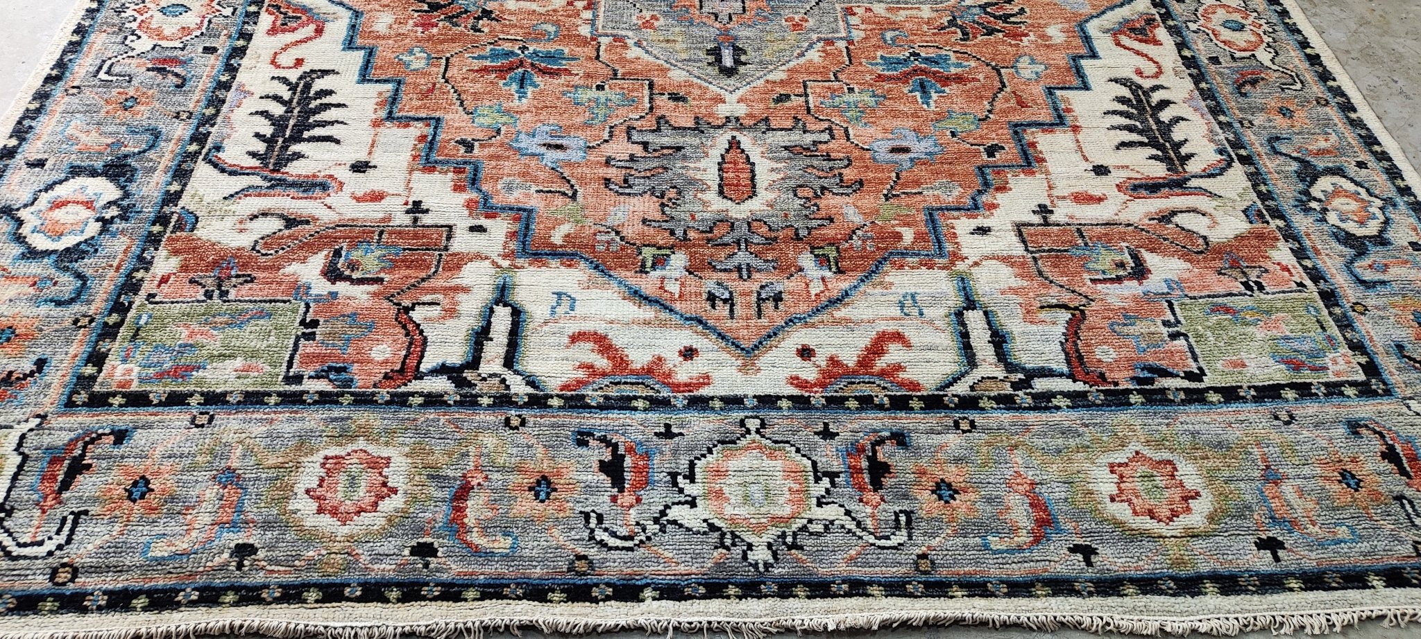 Liona 9x12 Hand Knotted Rust & Grey Oriental | Banana Manor Rug Factory Outlet