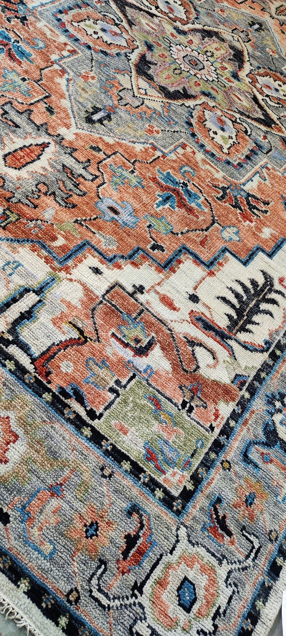 Liona 9x12 Hand Knotted Rust & Grey Oriental | Banana Manor Rug Factory Outlet