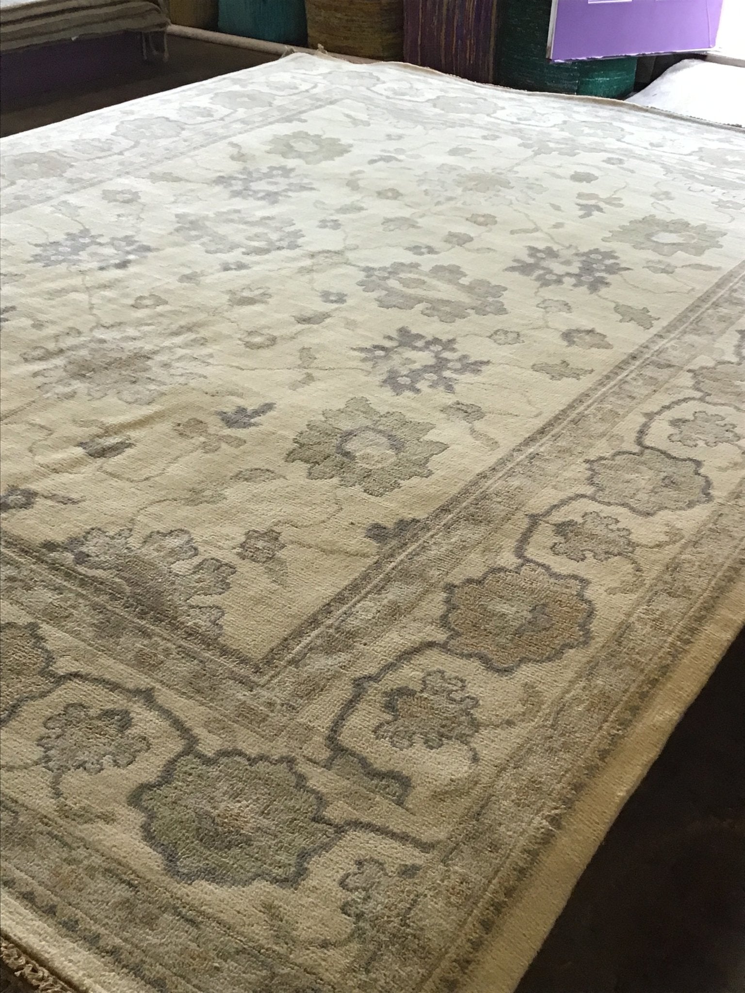 Lisbeth 9x12 Ivory Hand-Knotted Oushak Rug | Banana Manor Rug Company