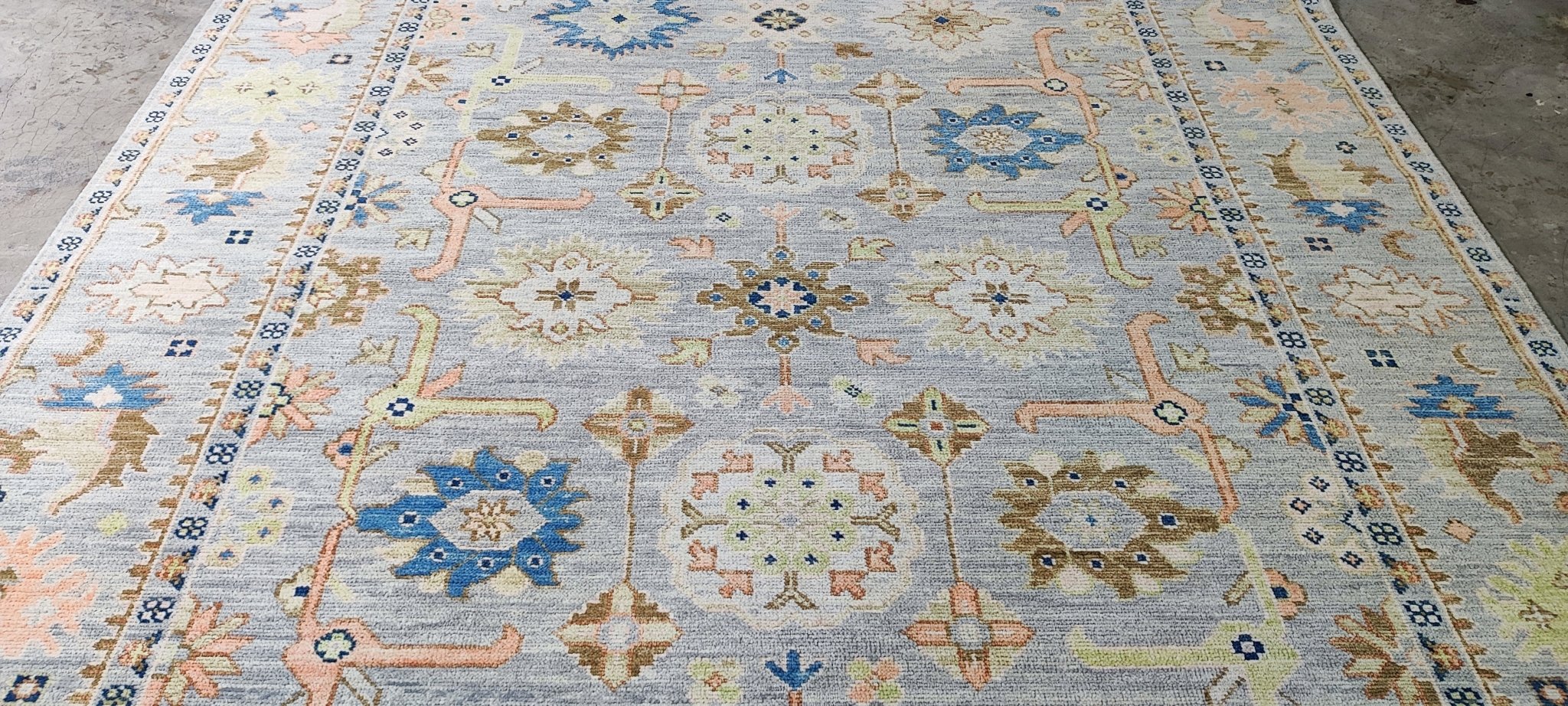 Lita 8x10 Hand Knotted Aqua Oushak | Banana Manor Rug Factory Outlet