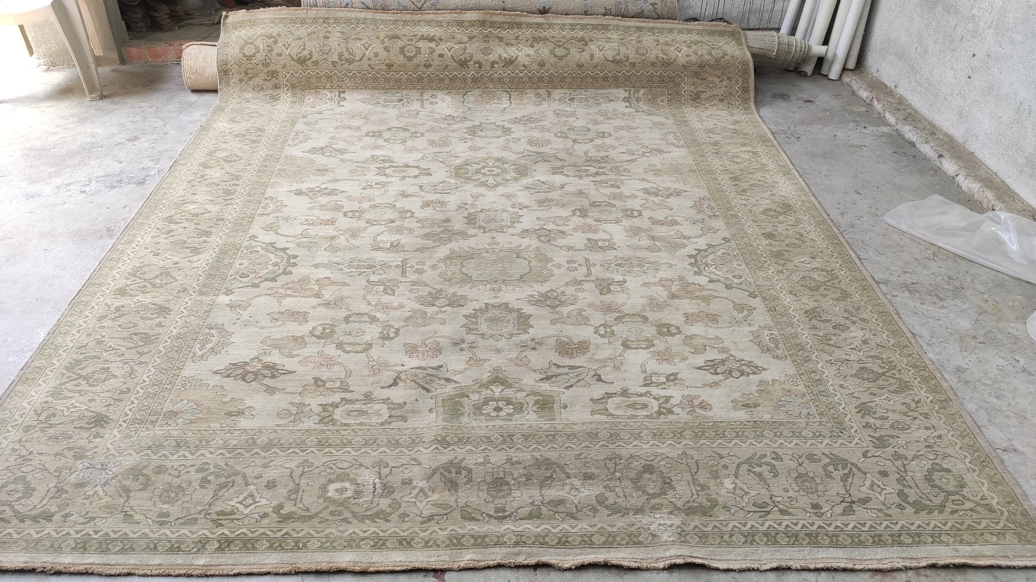 Lizzie Bennett 8x9.3 Ivory Hand-Knotted Oushak Rug | Banana Manor Rug Company