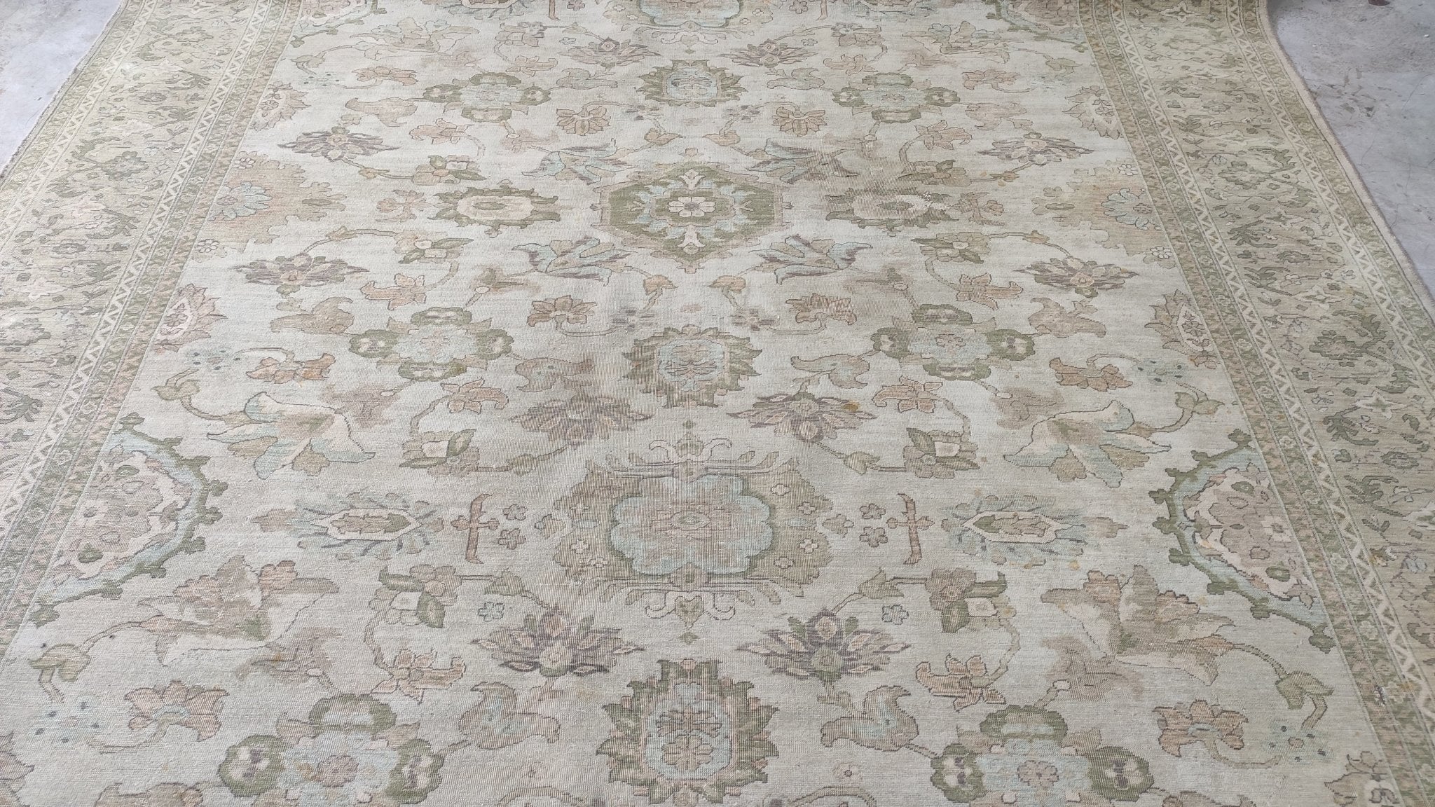 Lizzie Bennett 8x9.3 Ivory Hand-Knotted Oushak Rug | Banana Manor Rug Company