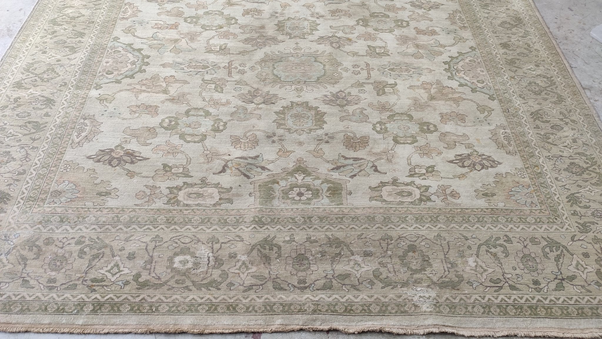 Lizzie Bennett 8x9.3 Ivory Hand-Knotted Oushak Rug | Banana Manor Rug Company