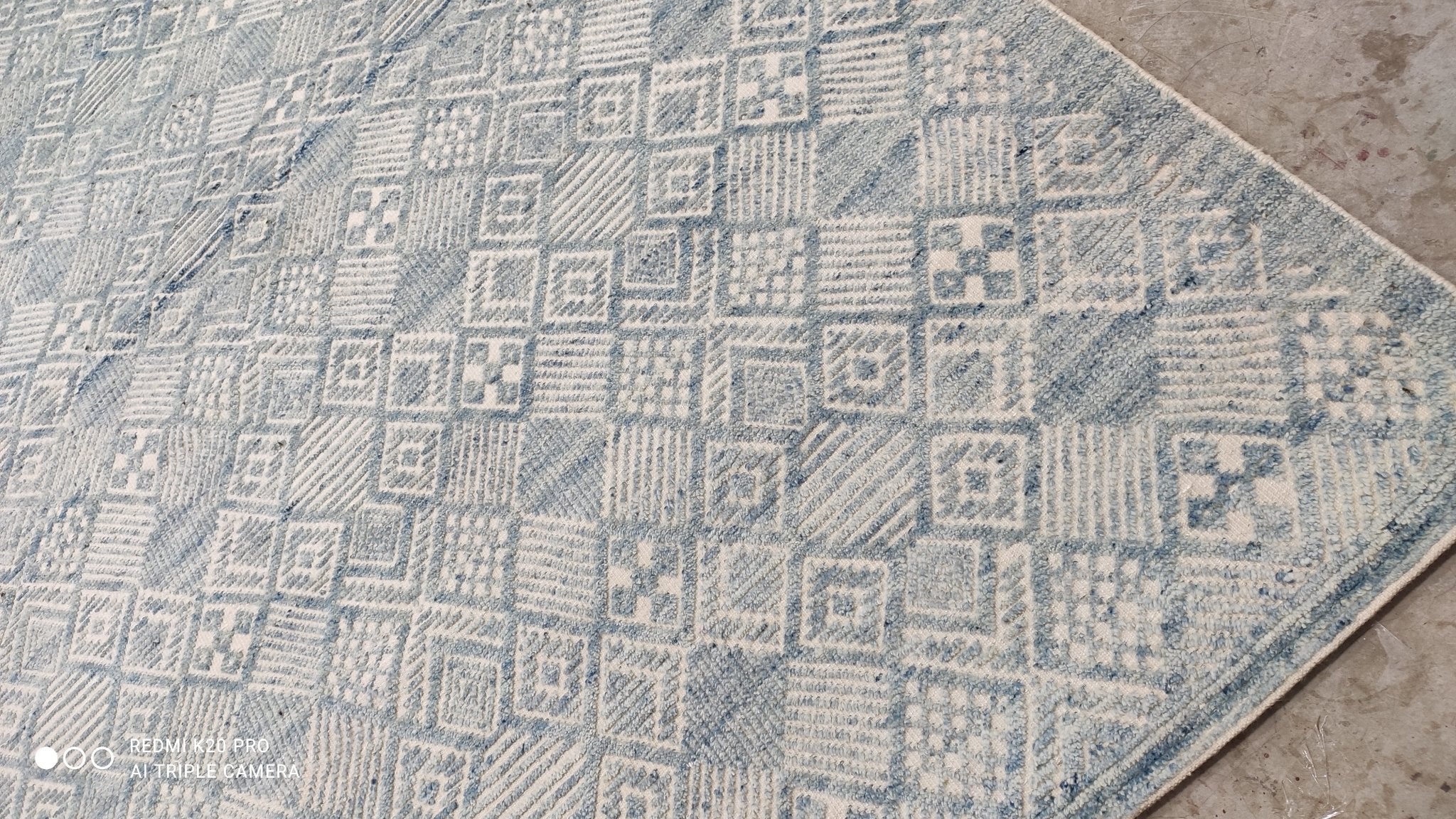Long Duk Dong AKA The Donger 8x10 Light Blue and Ivory High Low Hand-knotted Rug | Banana Manor Rug Company