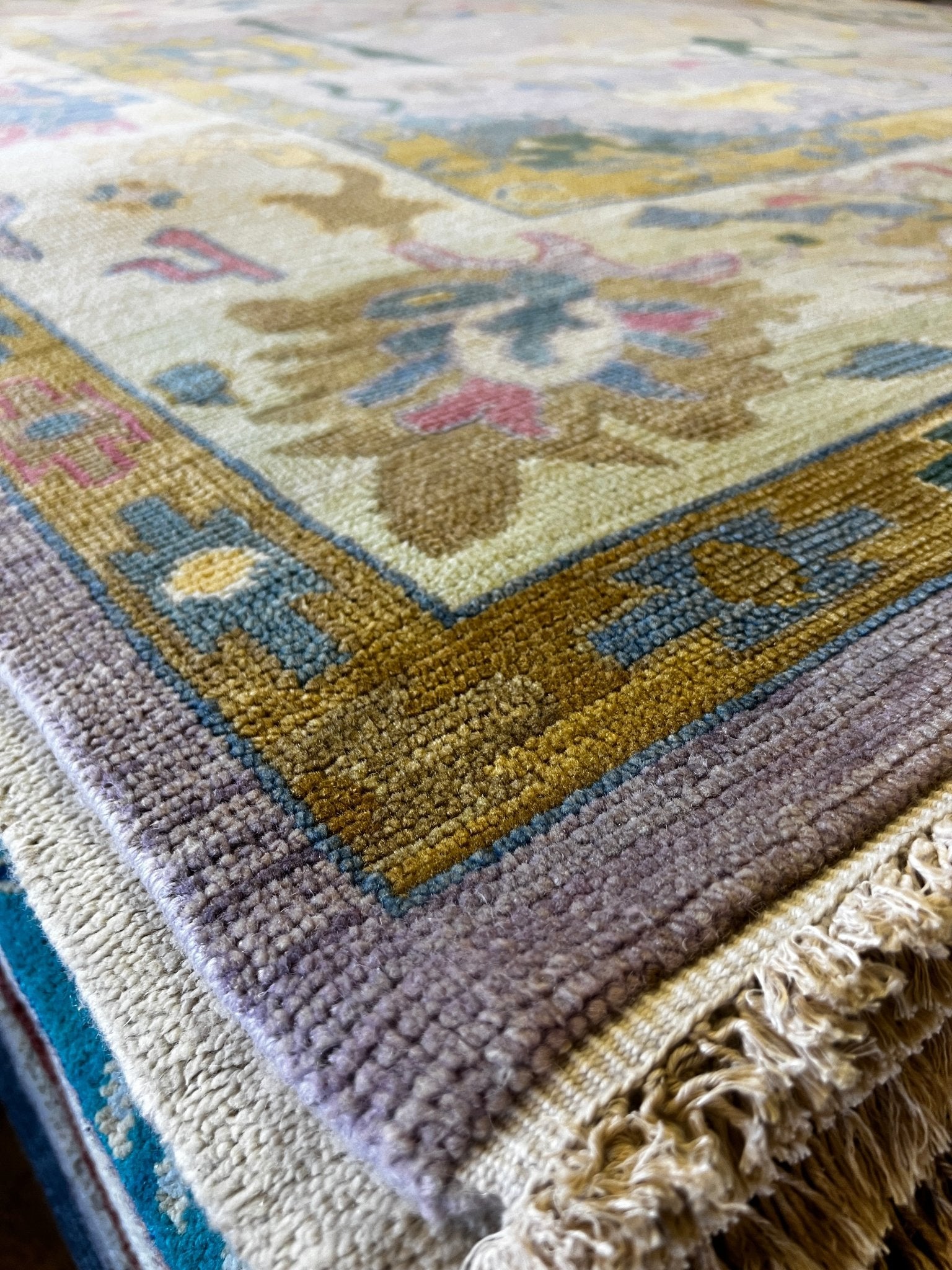 Loyola 9x12 Violet and Ivory Hand-Knotted Oushak Rug | Banana Manor Rug Factory Outlet