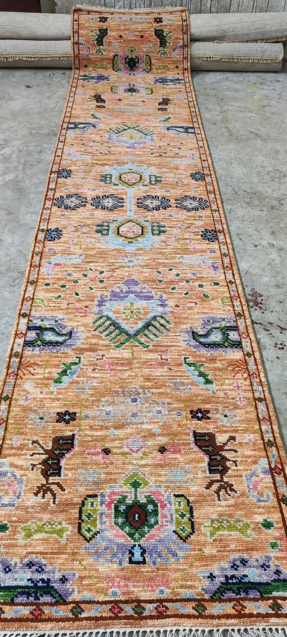 Luana 2.6x12 Hand Knotted Rust Oushak | Banana Manor Rug Factory Outlet