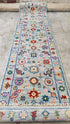 Lubna Azabal 2.6x10.3 Sky Blue Hand-Knotted Oushak Runner | Banana Manor Rug Company