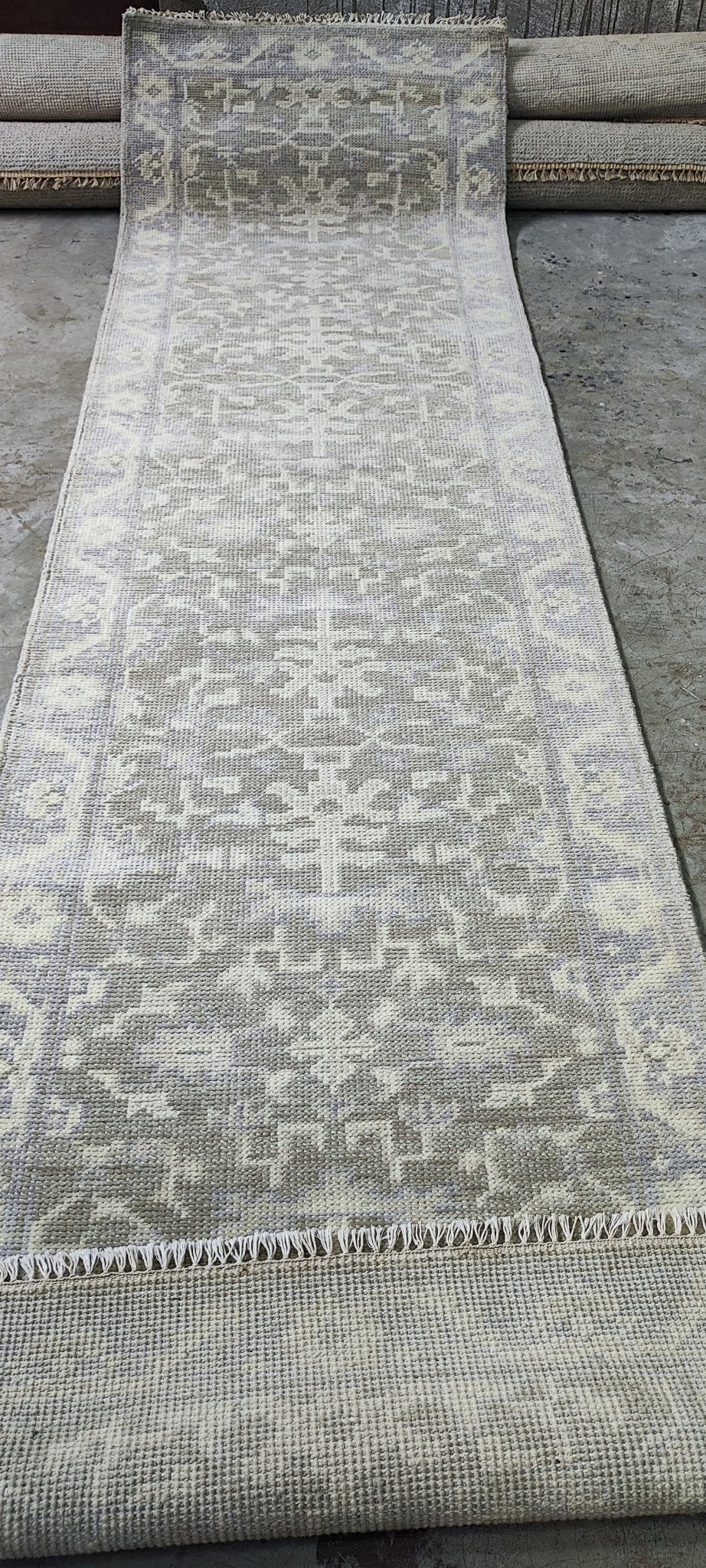 Lucia 2.6x11.9 Hand Knotted Grey & Silver Turkish Oushak | Banana Manor Rug Factory Outlet